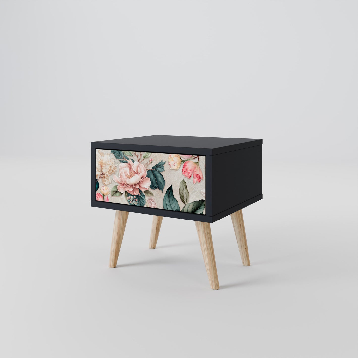 FLORAL GRACE nattduksbord i svart finish