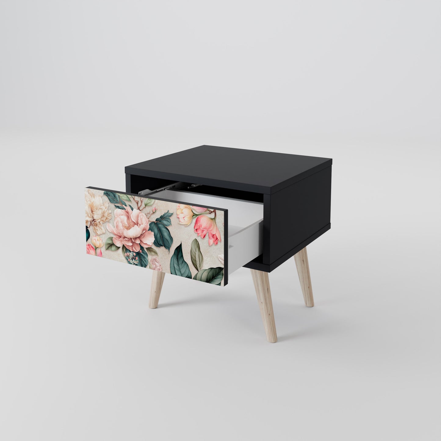 FLORAL GRACE nattduksbord i svart finish