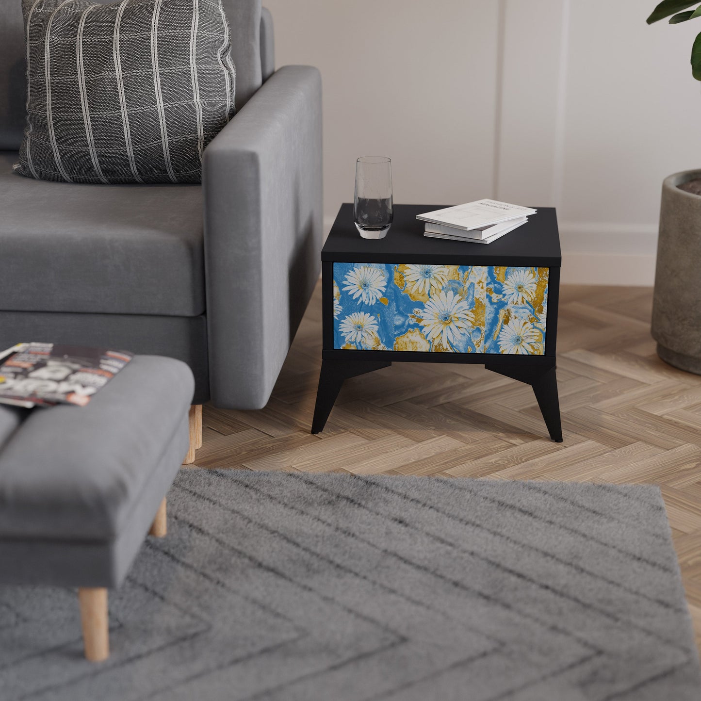 DAISY LUXE nattduksbord i svart finish