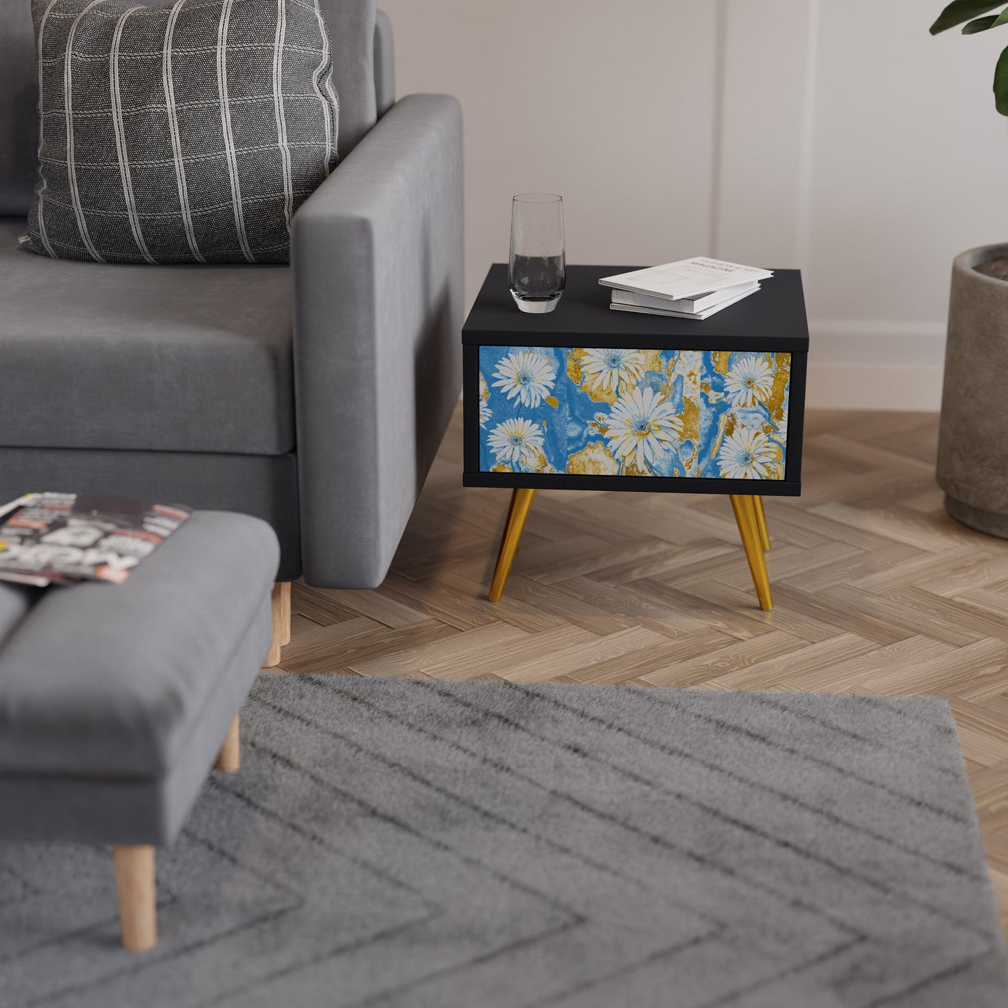 DAISY LUXE nattduksbord i svart finish