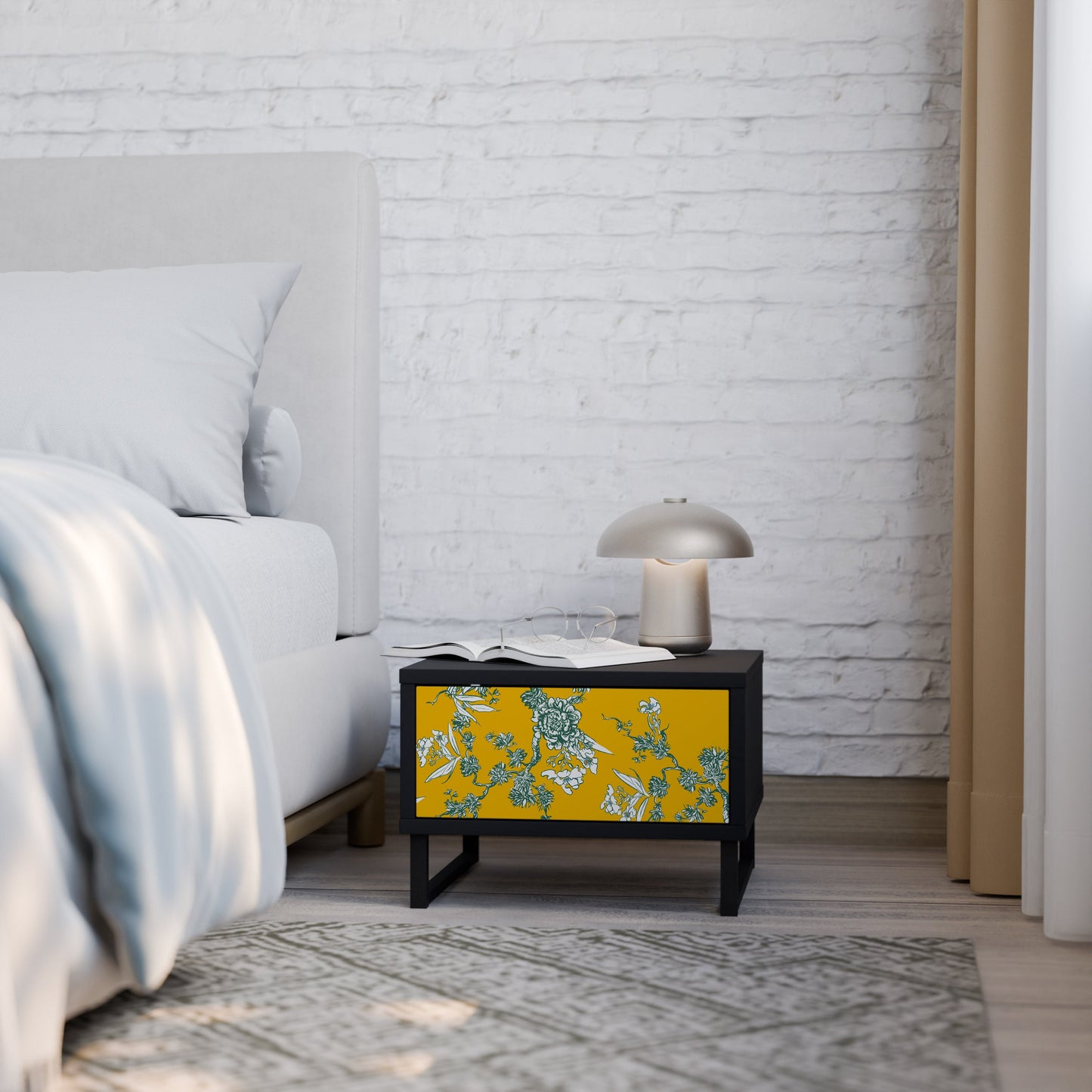 GULT CHINOISERIE-nattbord i svart finish