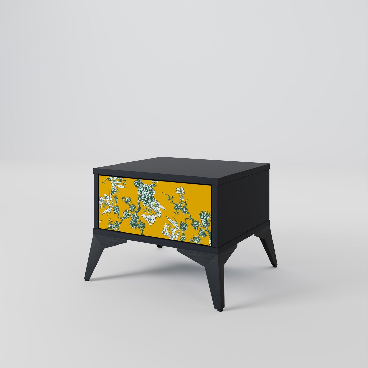 GULT CHINOISERIE-nattbord i svart finish