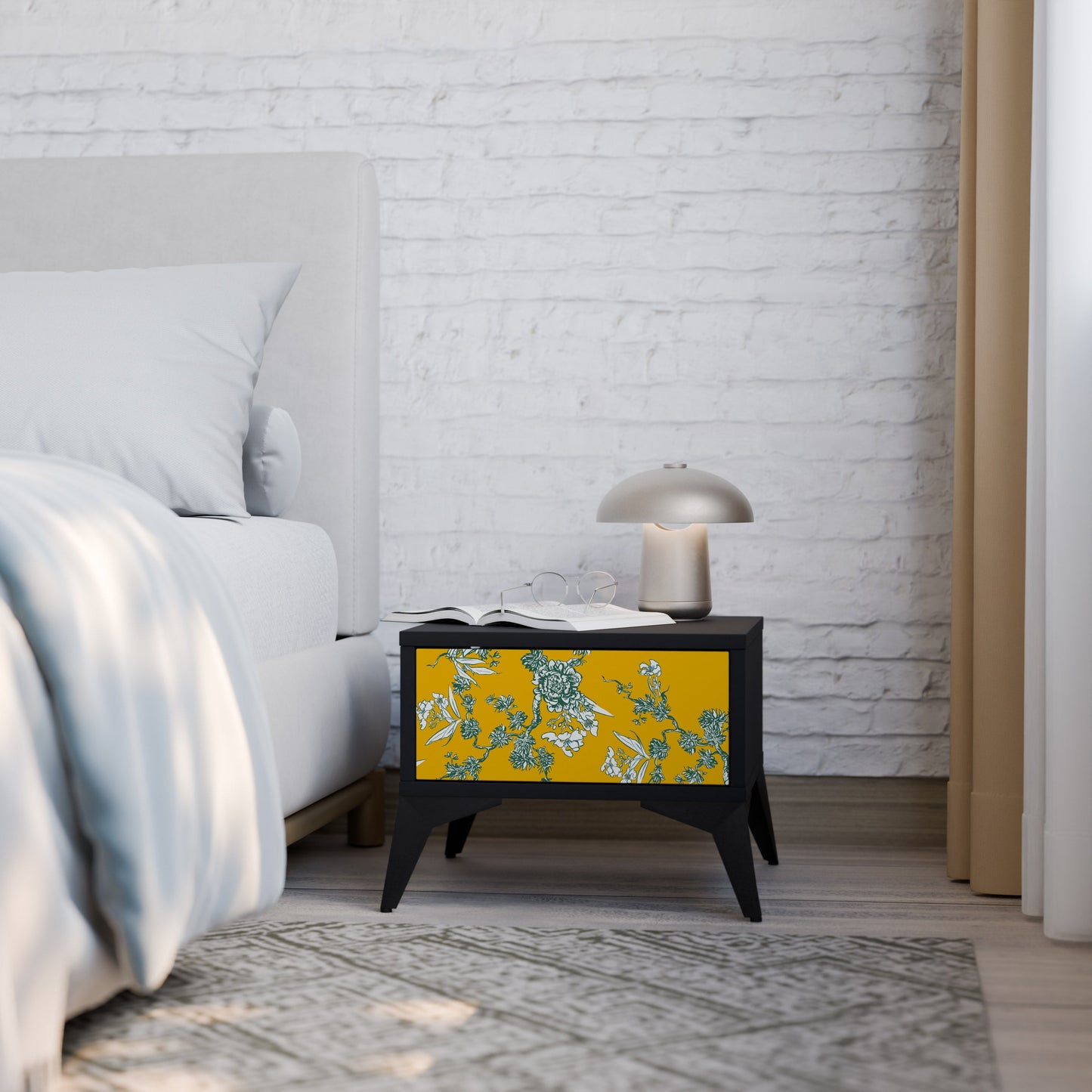 GULT CHINOISERIE-nattbord i svart finish