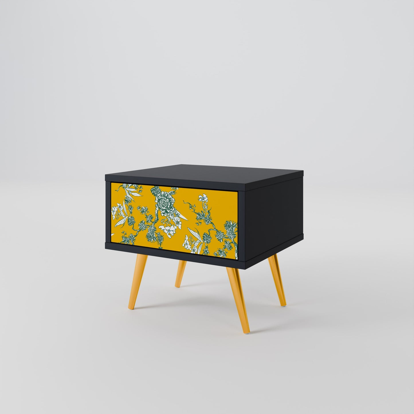 GULT CHINOISERIE-nattbord i svart finish
