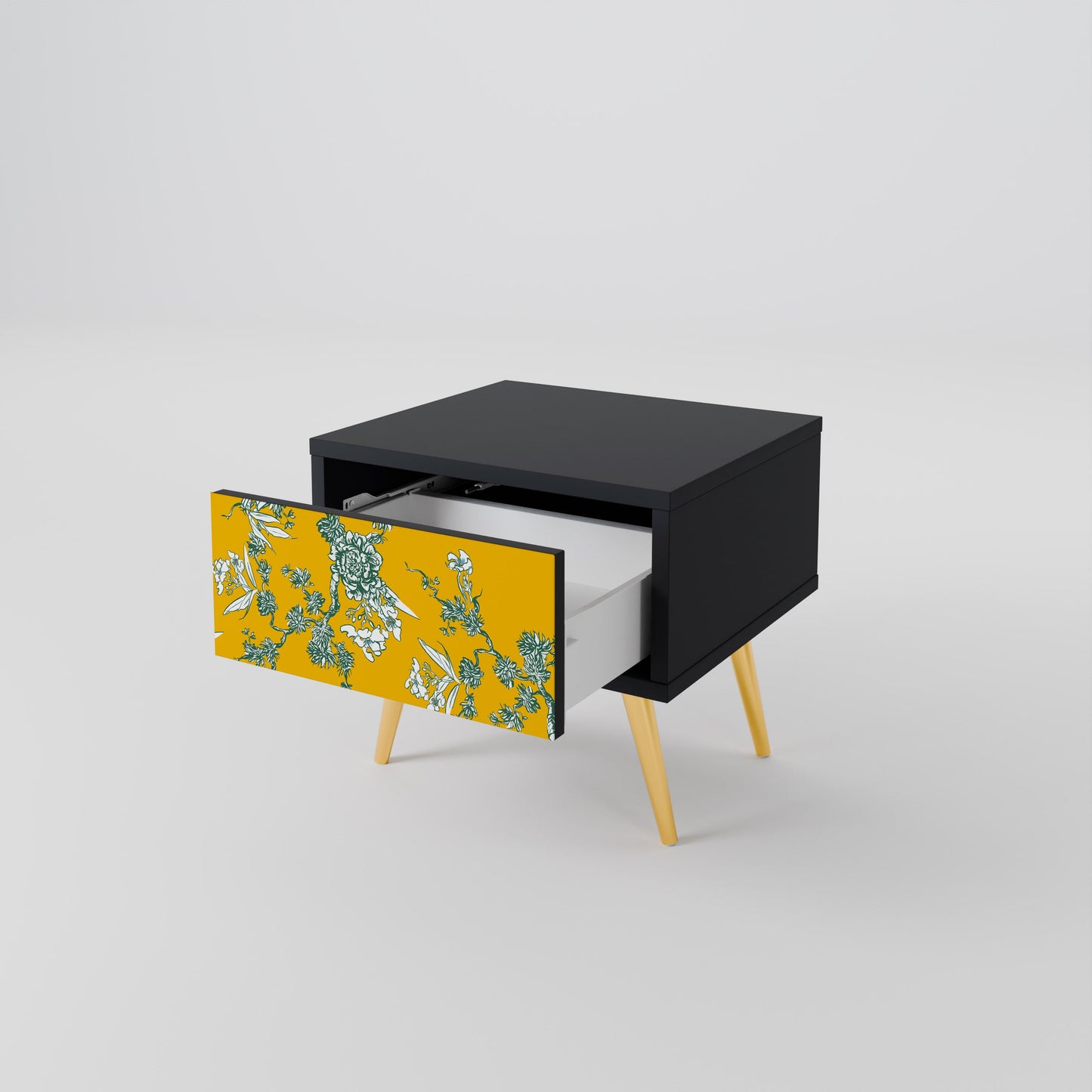 GULT CHINOISERIE-nattbord i svart finish