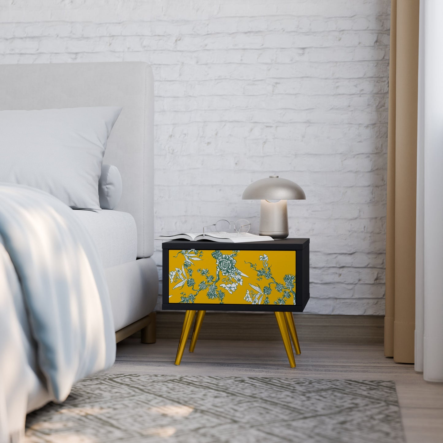 GULT CHINOISERIE-nattbord i svart finish