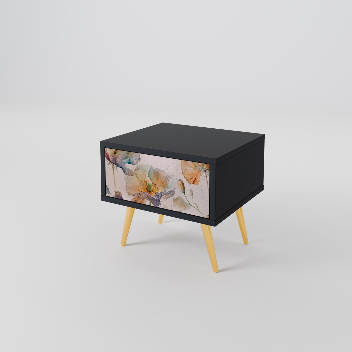 SOFTEN POPPY nattduksbord i svart finish