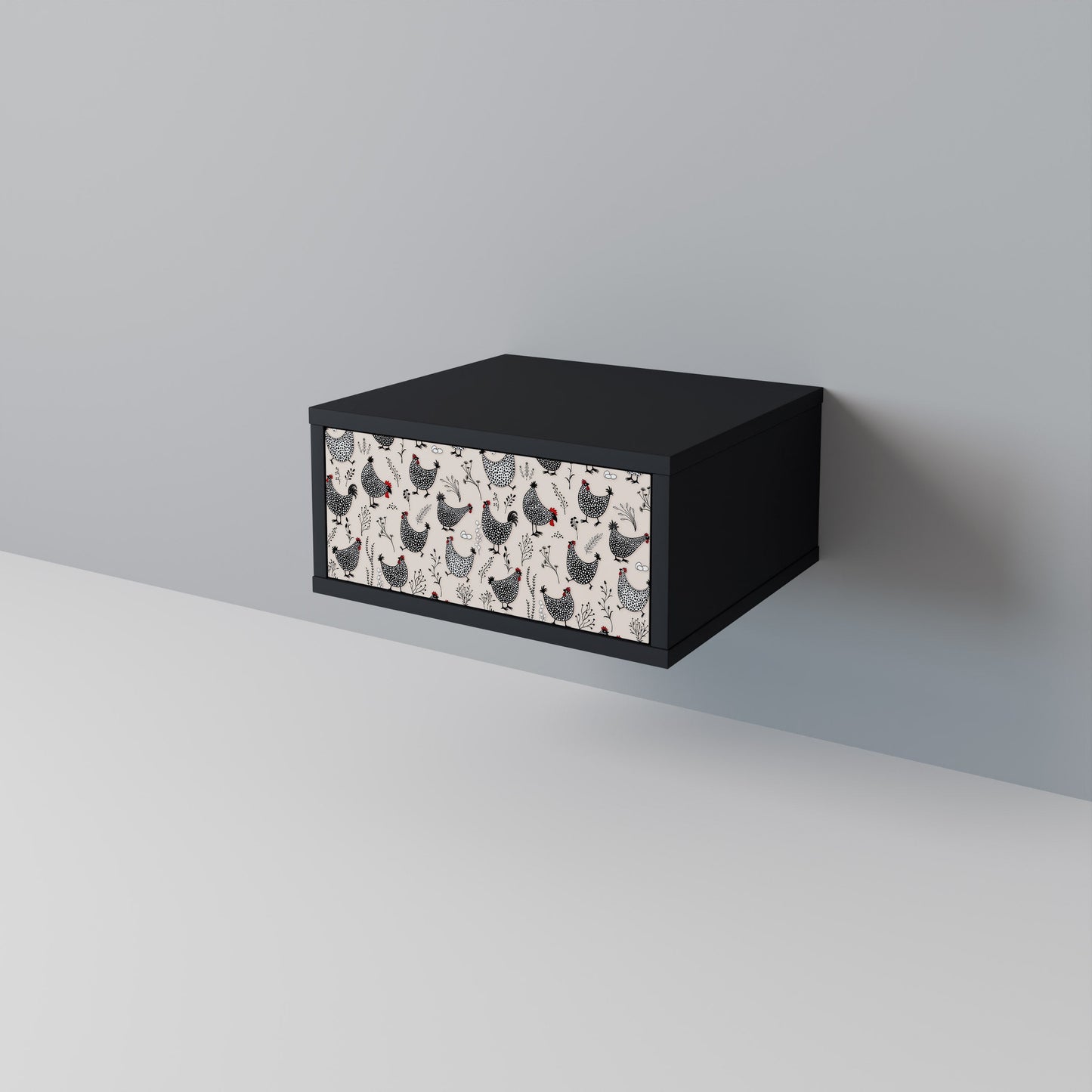 HAPPY HENS Nightstand in Black Finish