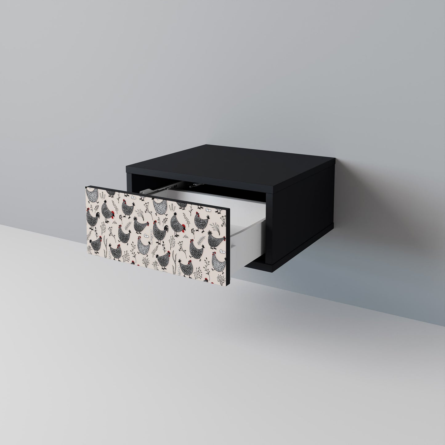 HAPPY HENS Nightstand in Black Finish