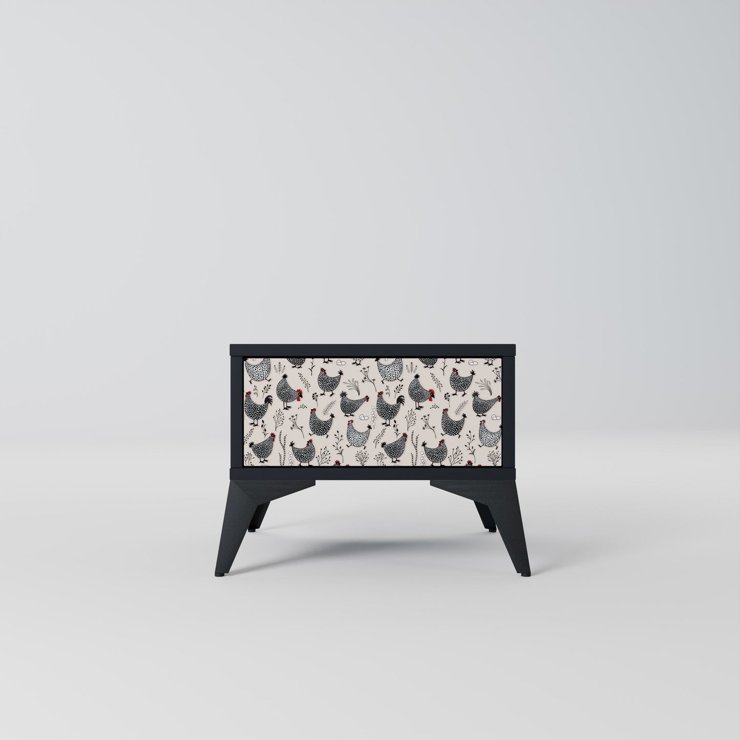 HAPPY HENS Nightstand in Black Finish