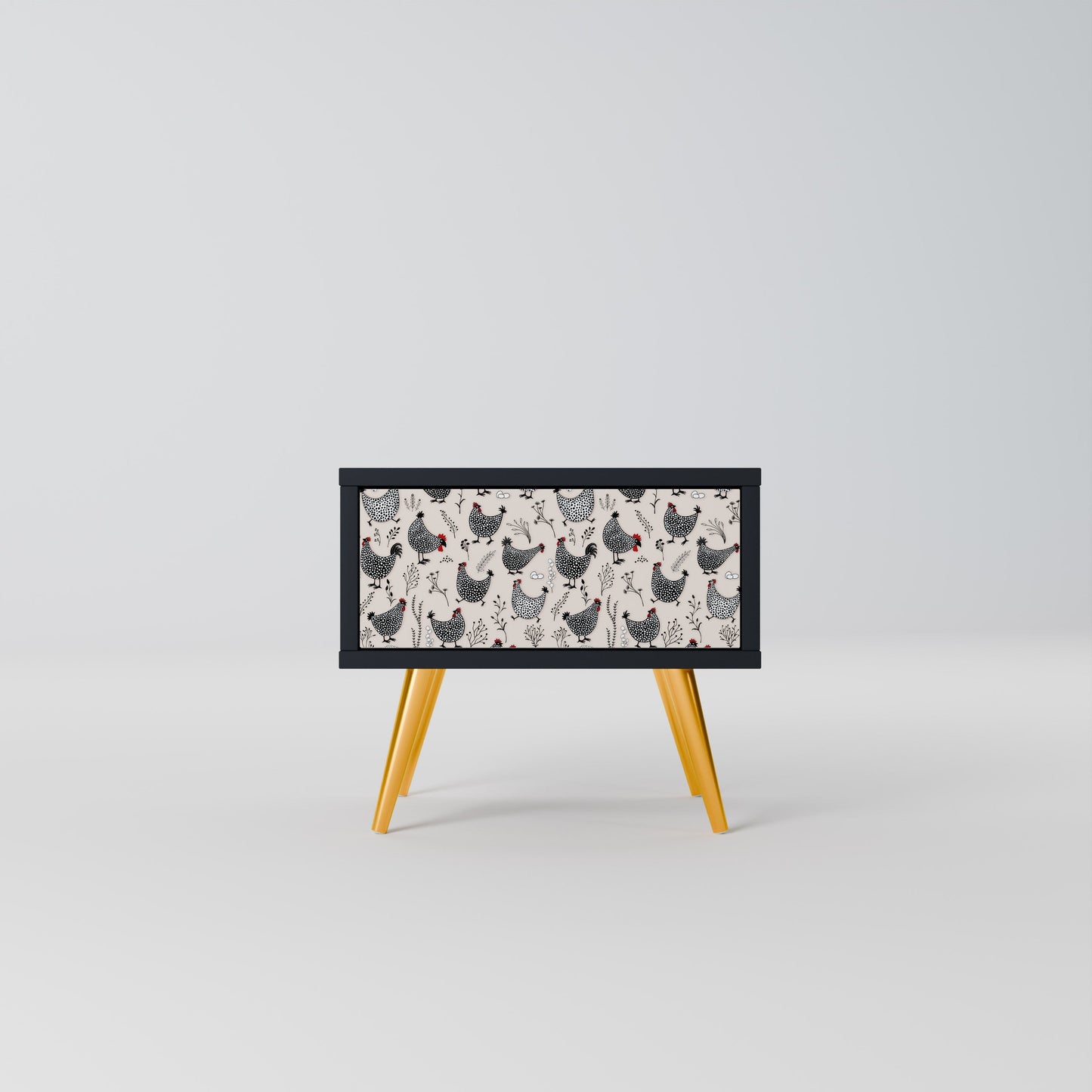 HAPPY HENS Nightstand in Black Finish