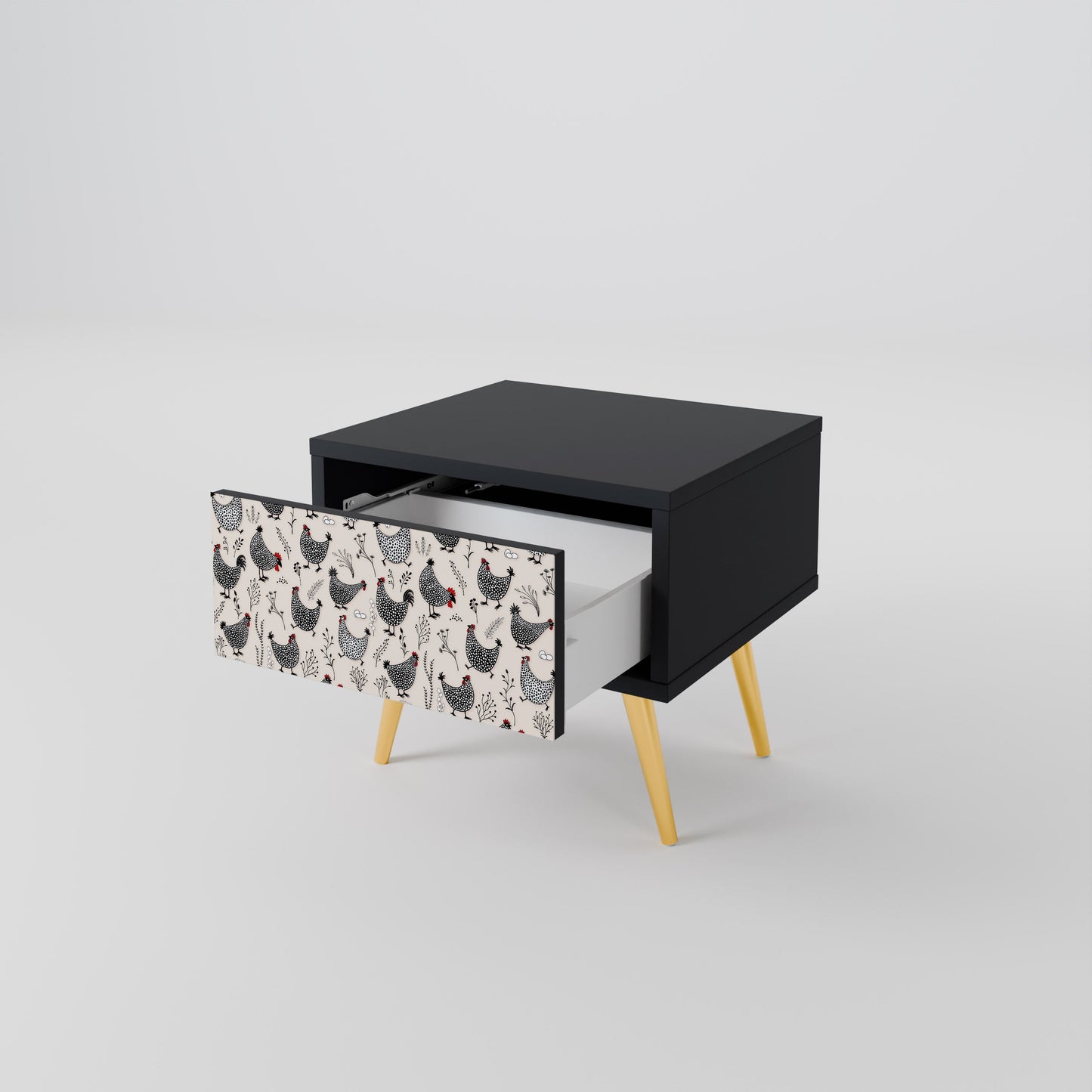 HAPPY HENS Nightstand in Black Finish