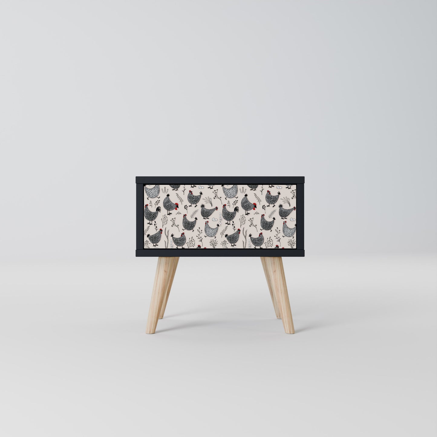 HAPPY HENS Nightstand in Black Finish