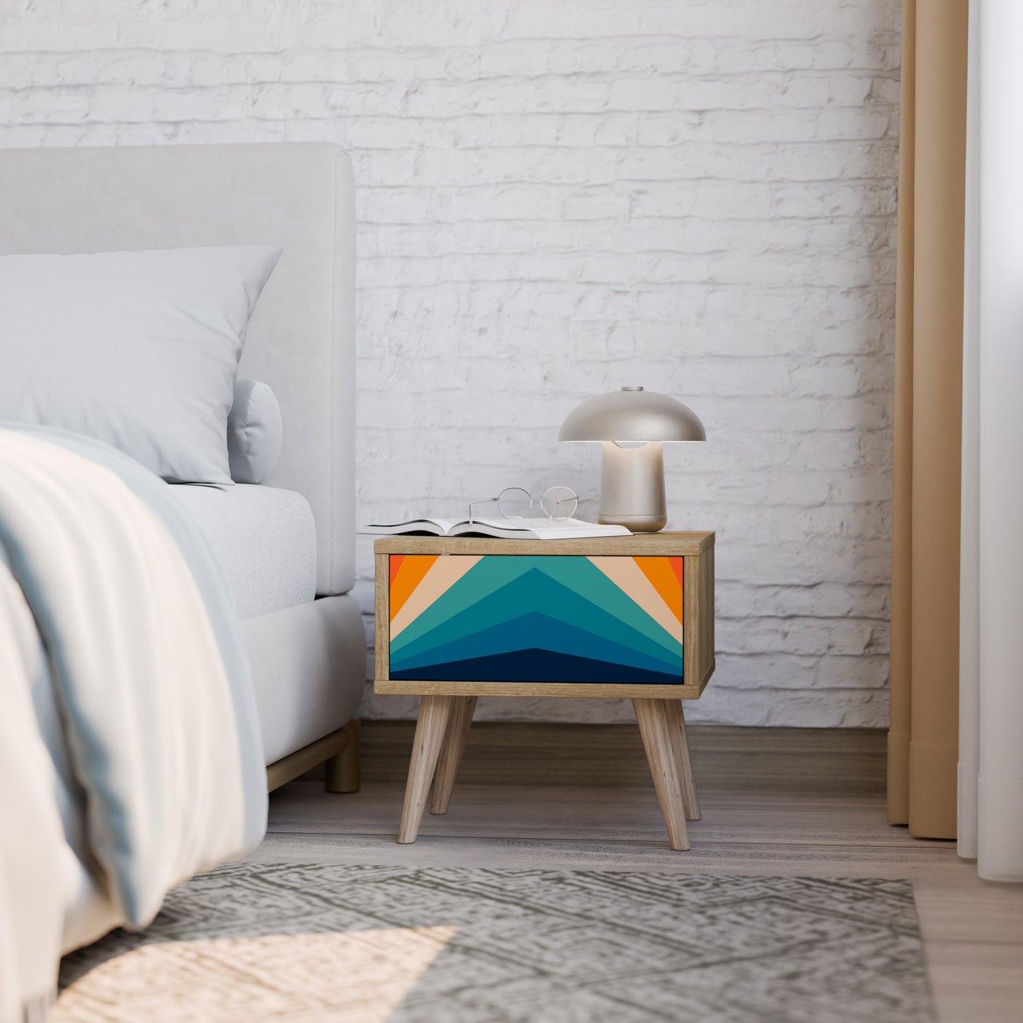 PRISM CONCUSSION Nightstand in Oak Effect