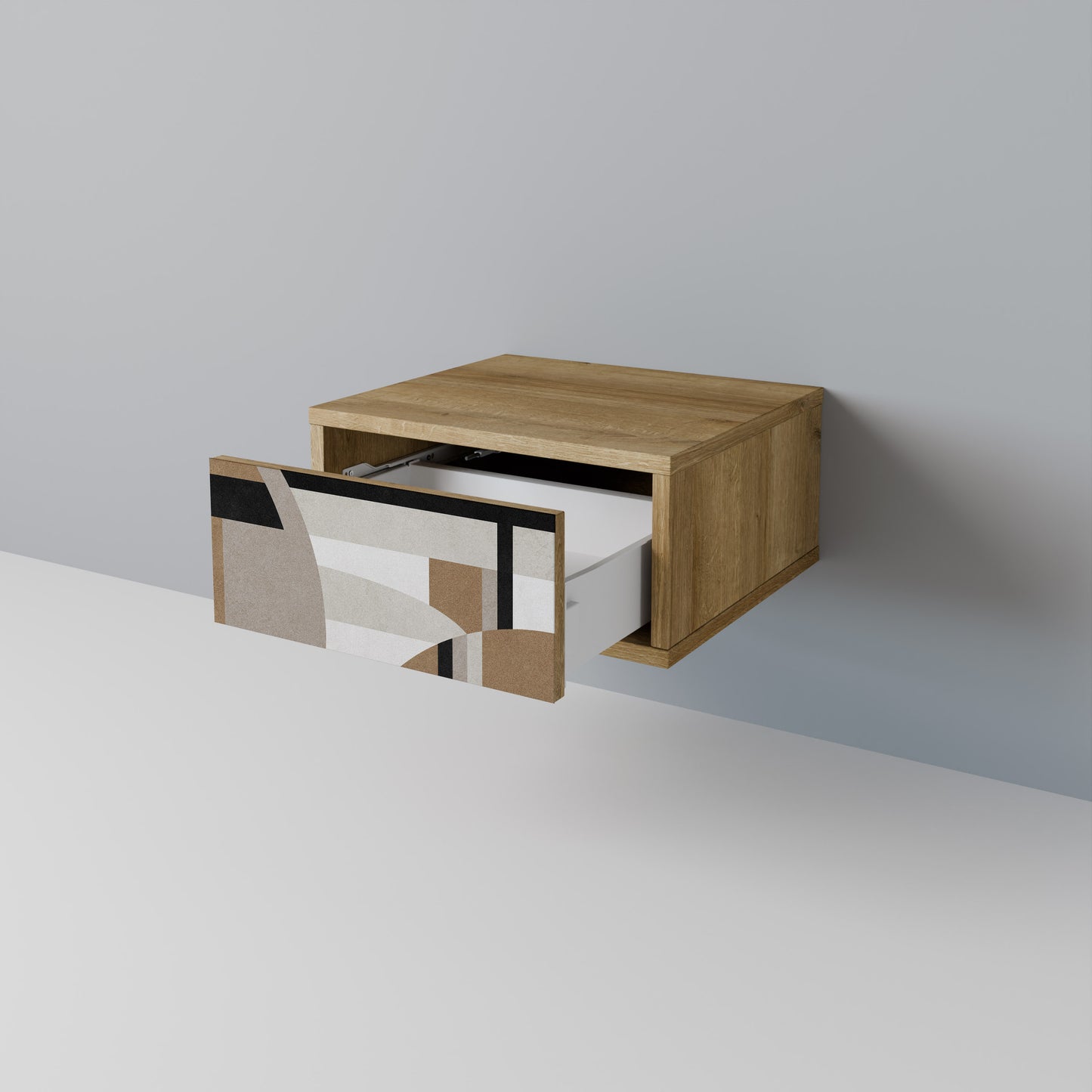 DELICATE MEMENTO Nightstand in Oak Effect