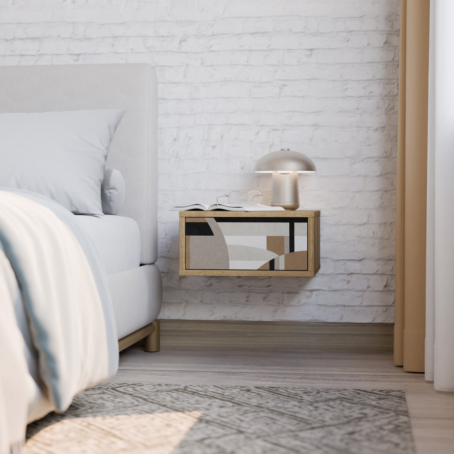 DELICATE MEMENTO Nightstand in Oak Effect