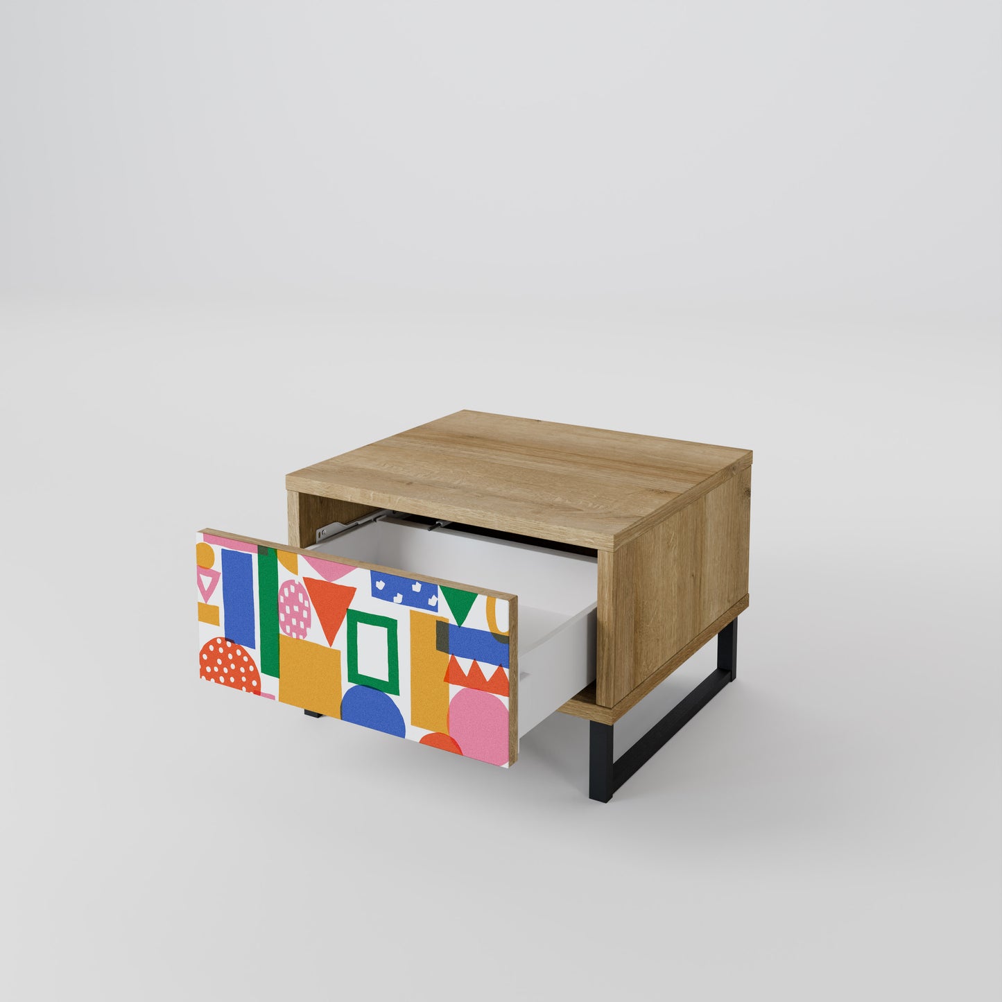 GEOMETRIC GLIMMER Nightstand in Oak Effect