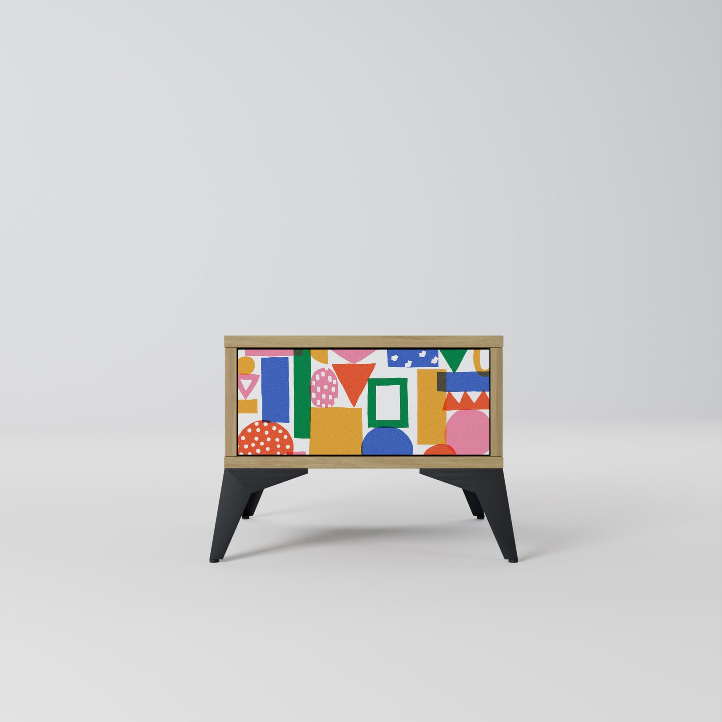GEOMETRIC GLIMMER Nightstand in Oak Effect