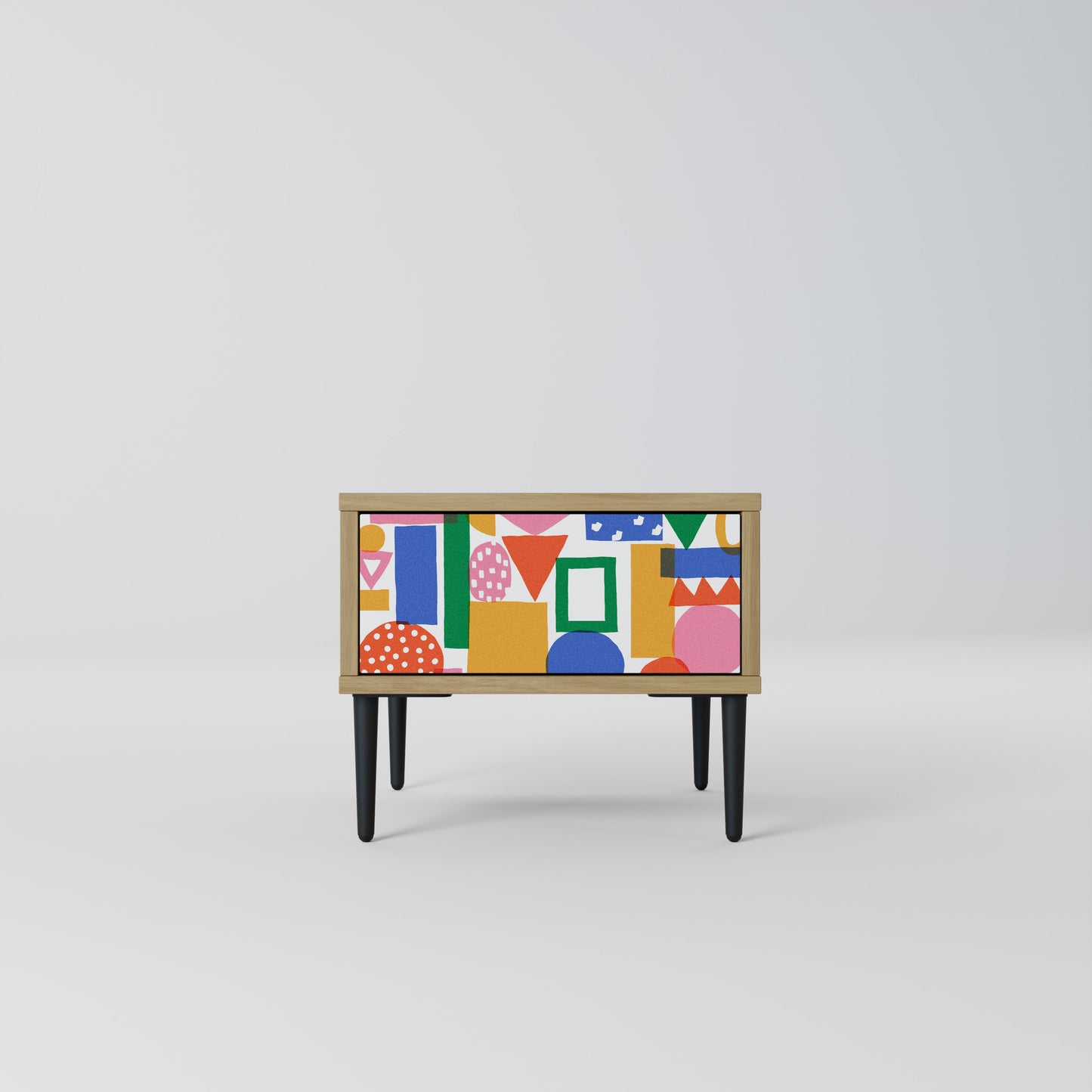 GEOMETRIC GLIMMER Nightstand in Oak Effect