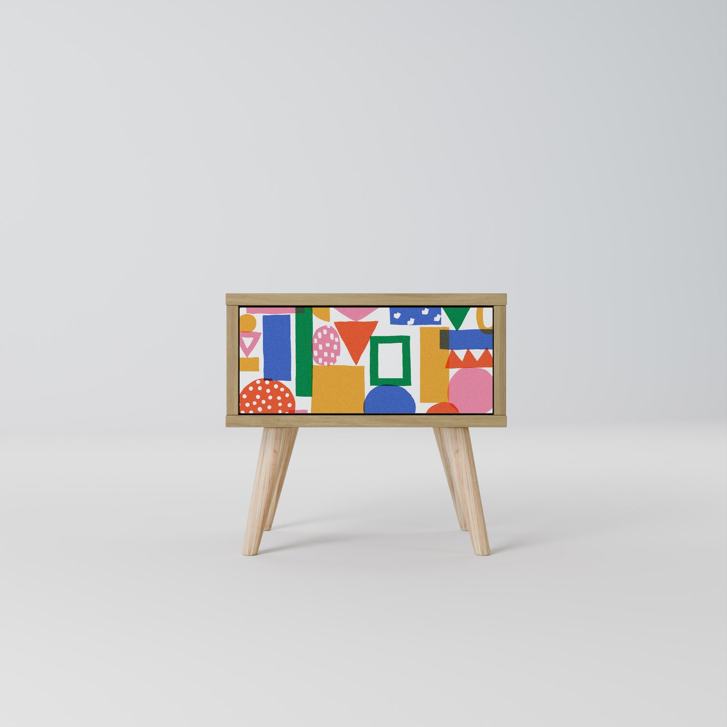 GEOMETRIC GLIMMER Nightstand in Oak Effect