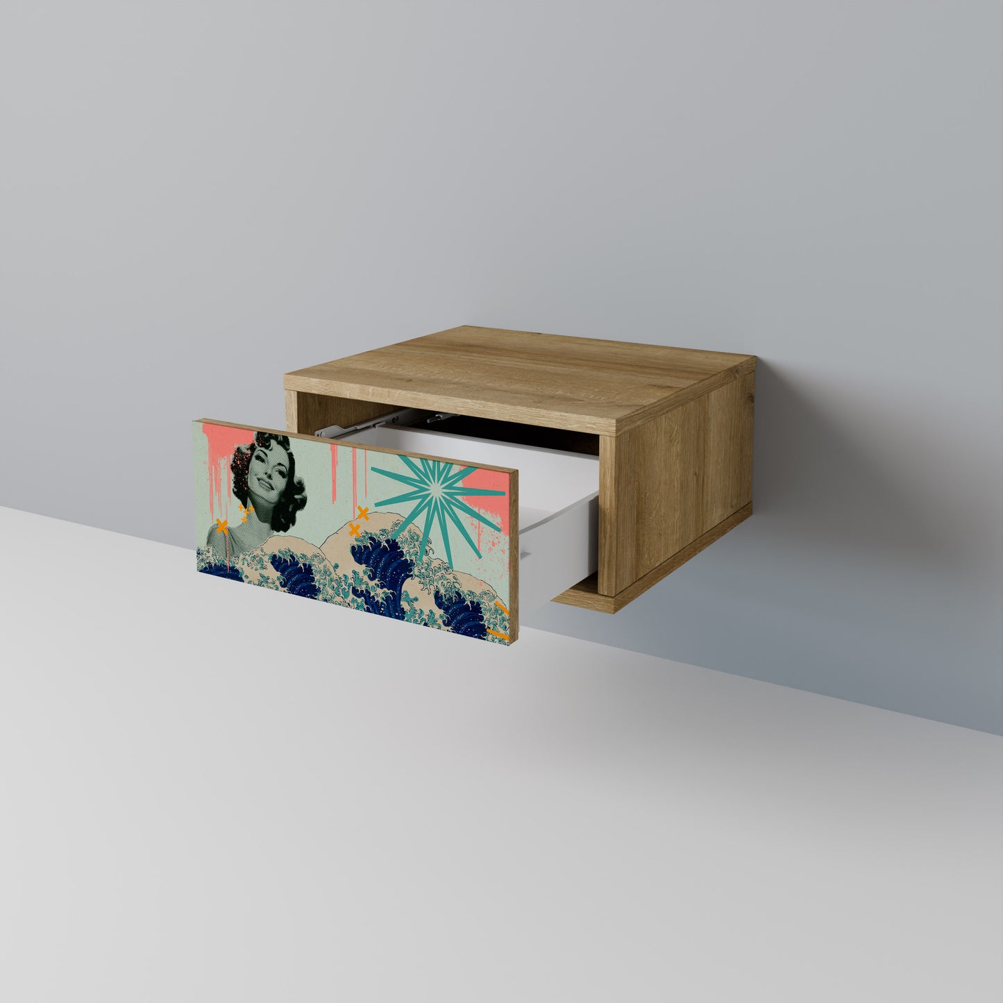 KANAGAWA BEAUTY Nattduksbord i ekeffekt