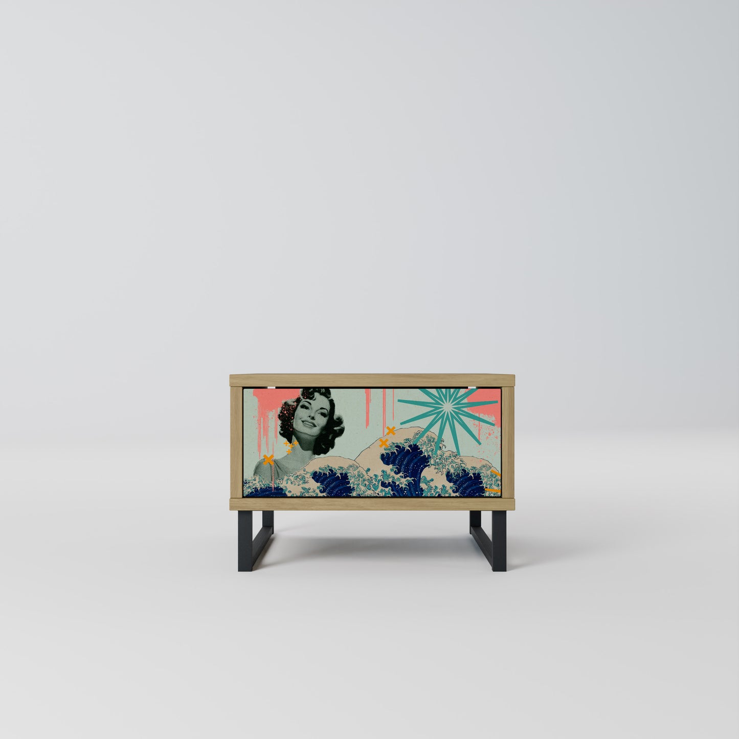 KANAGAWA BEAUTY Nattduksbord i ekeffekt