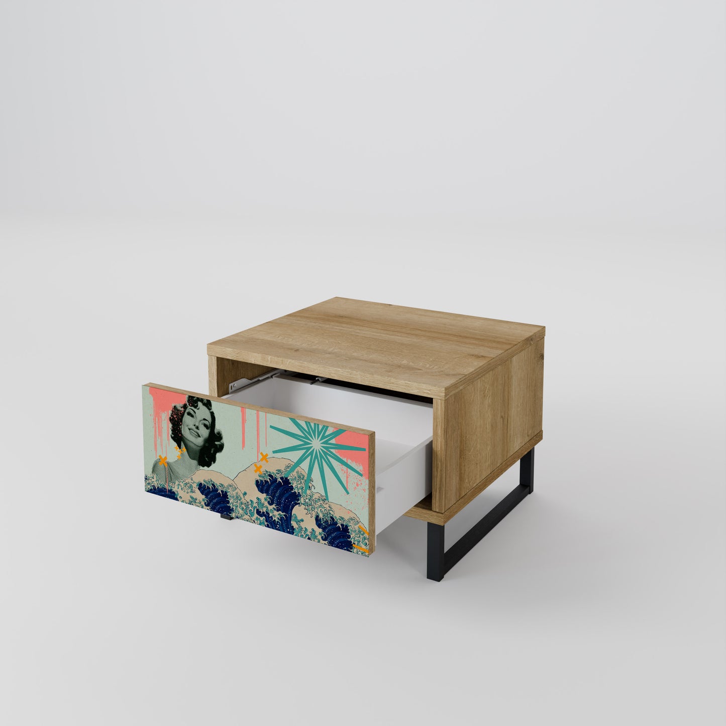 KANAGAWA BEAUTY Nattduksbord i ekeffekt