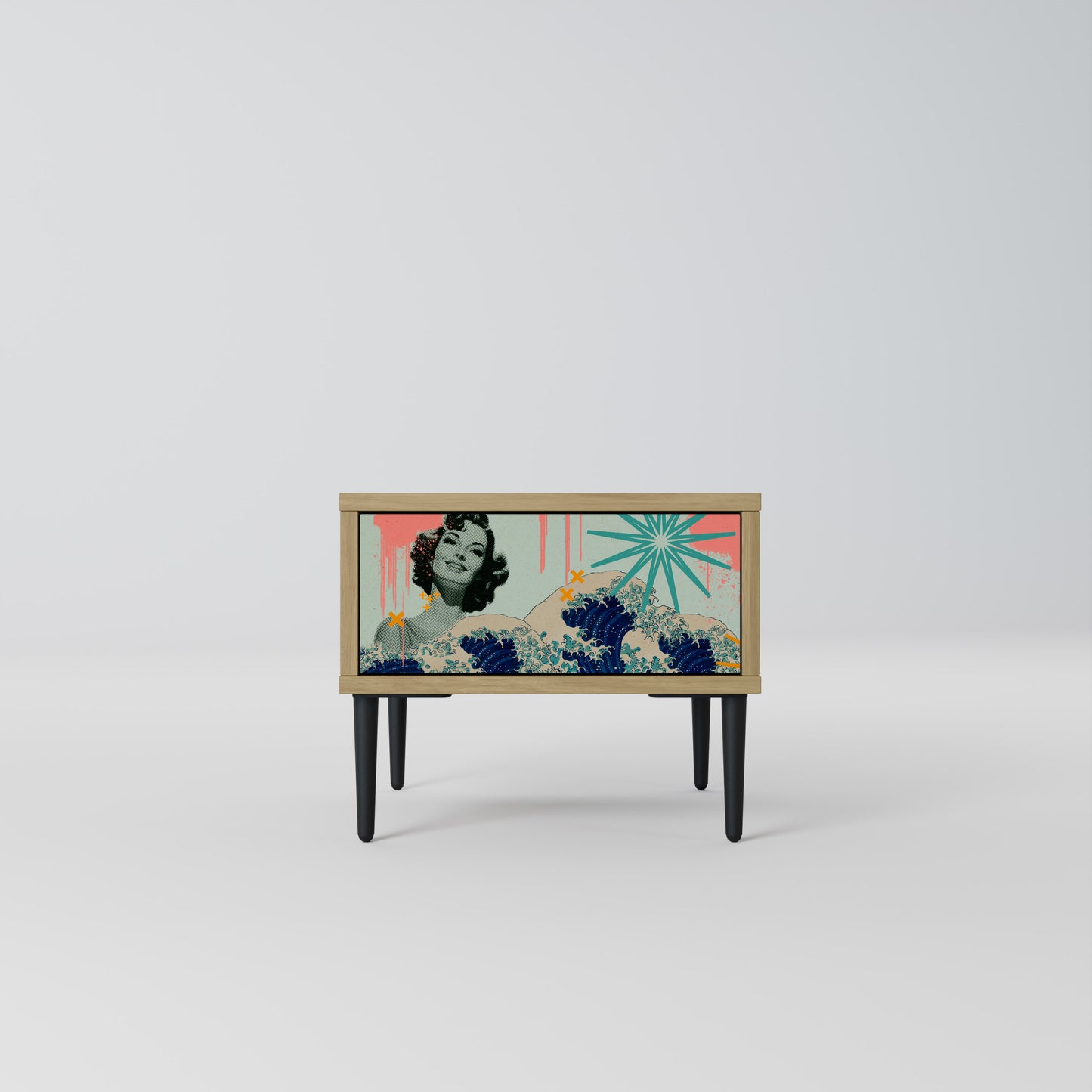 KANAGAWA BEAUTY Nattduksbord i ekeffekt