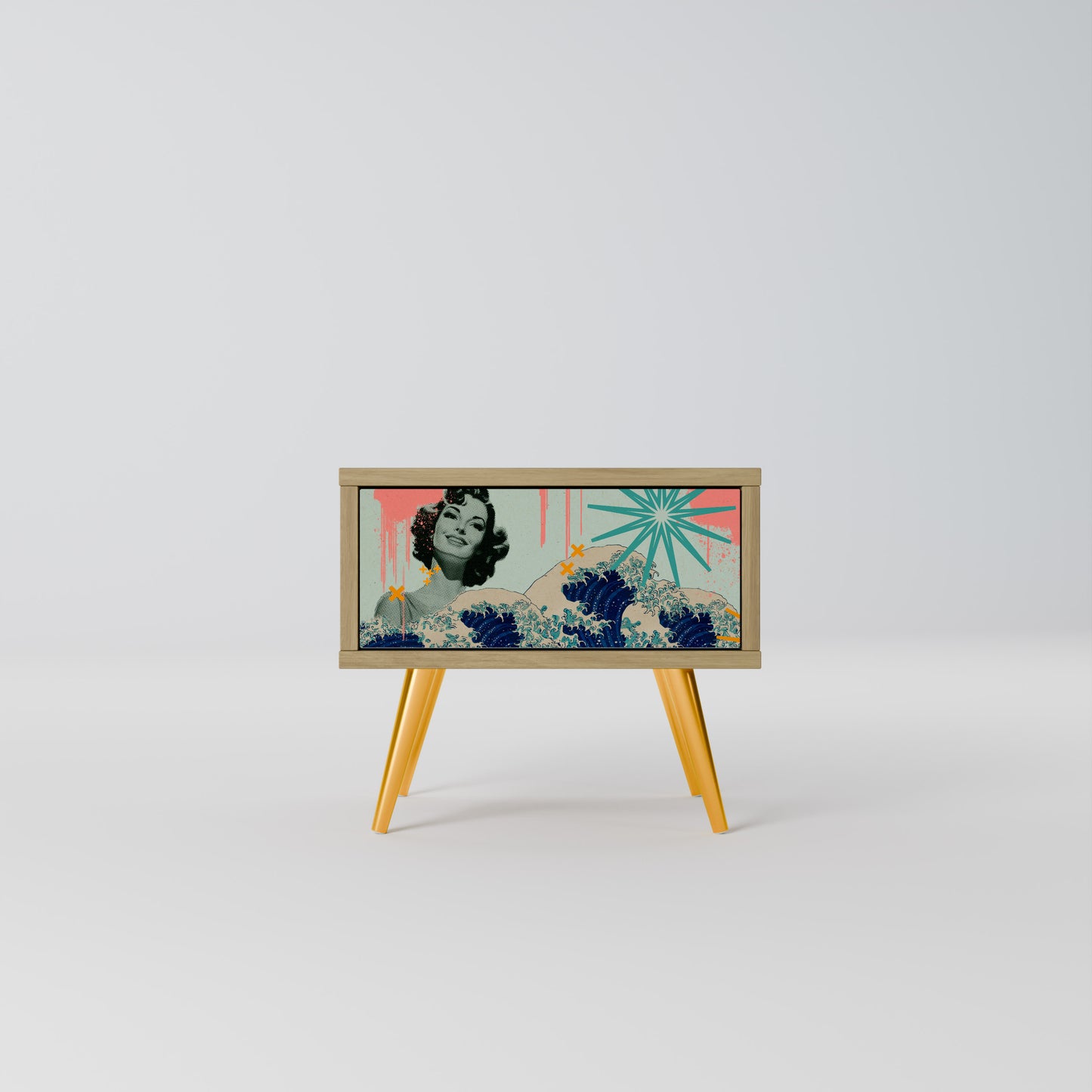 KANAGAWA BEAUTY Nattduksbord i ekeffekt