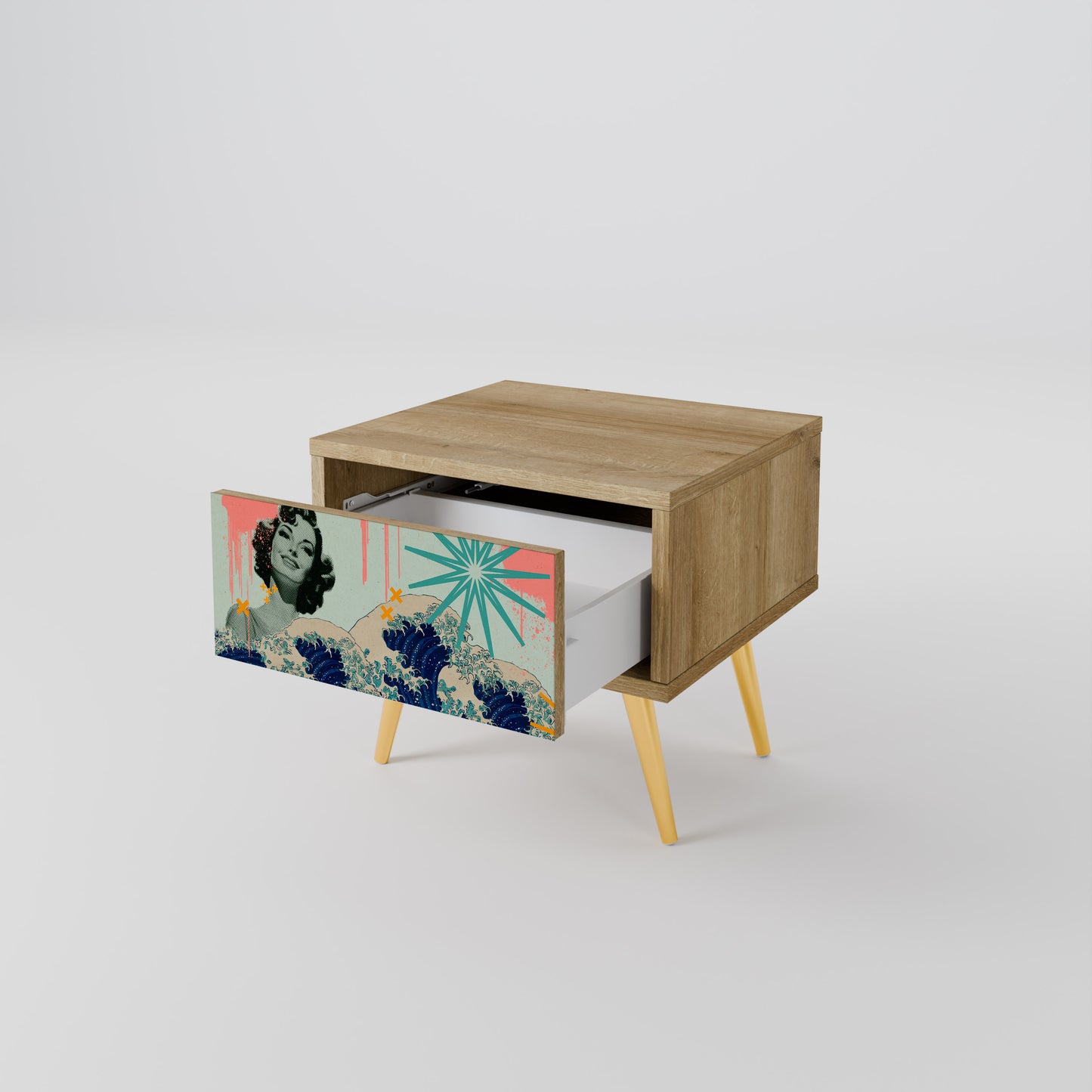 KANAGAWA BEAUTY Nattduksbord i ekeffekt