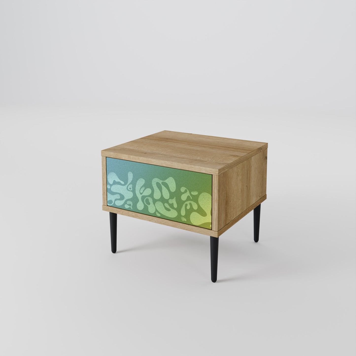 IRREGULAR BLUE Nightstand in Oak Effect