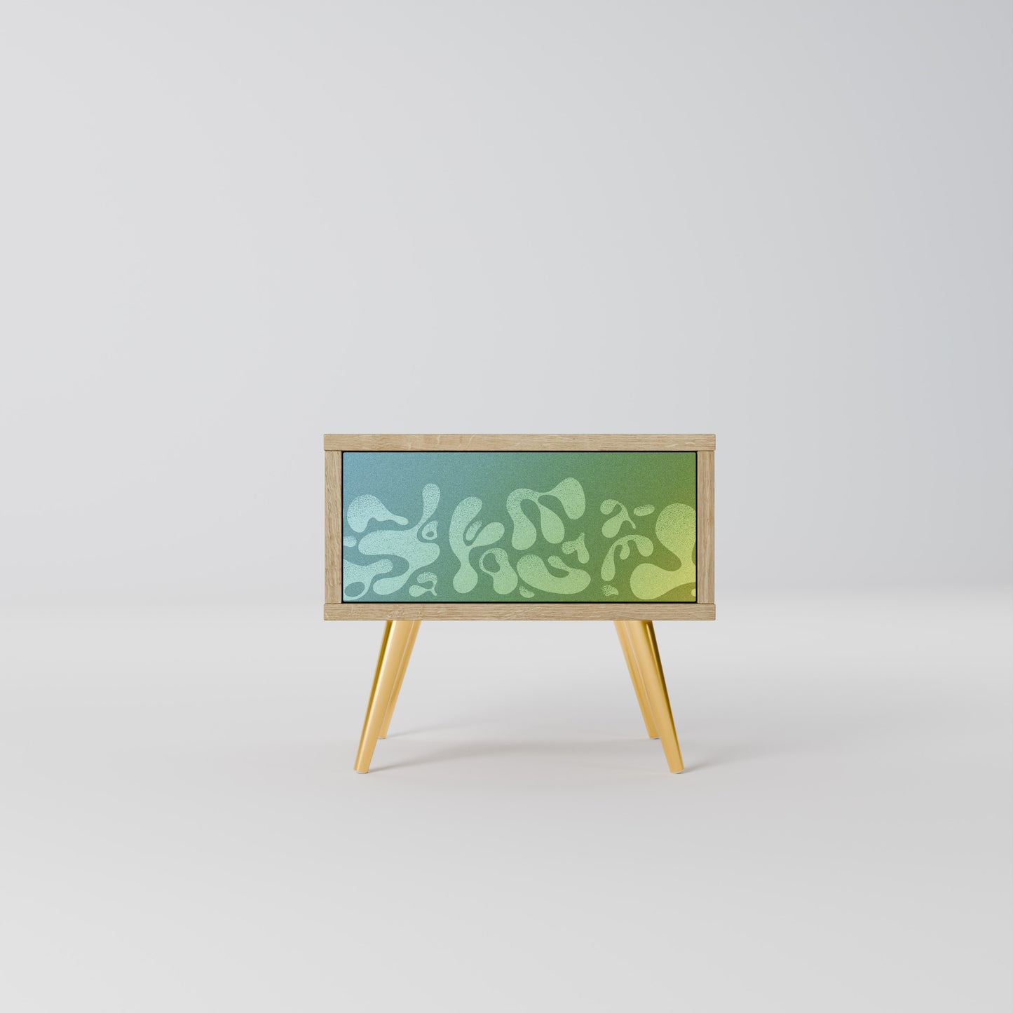 IRREGULAR BLUE Nightstand in Oak Effect
