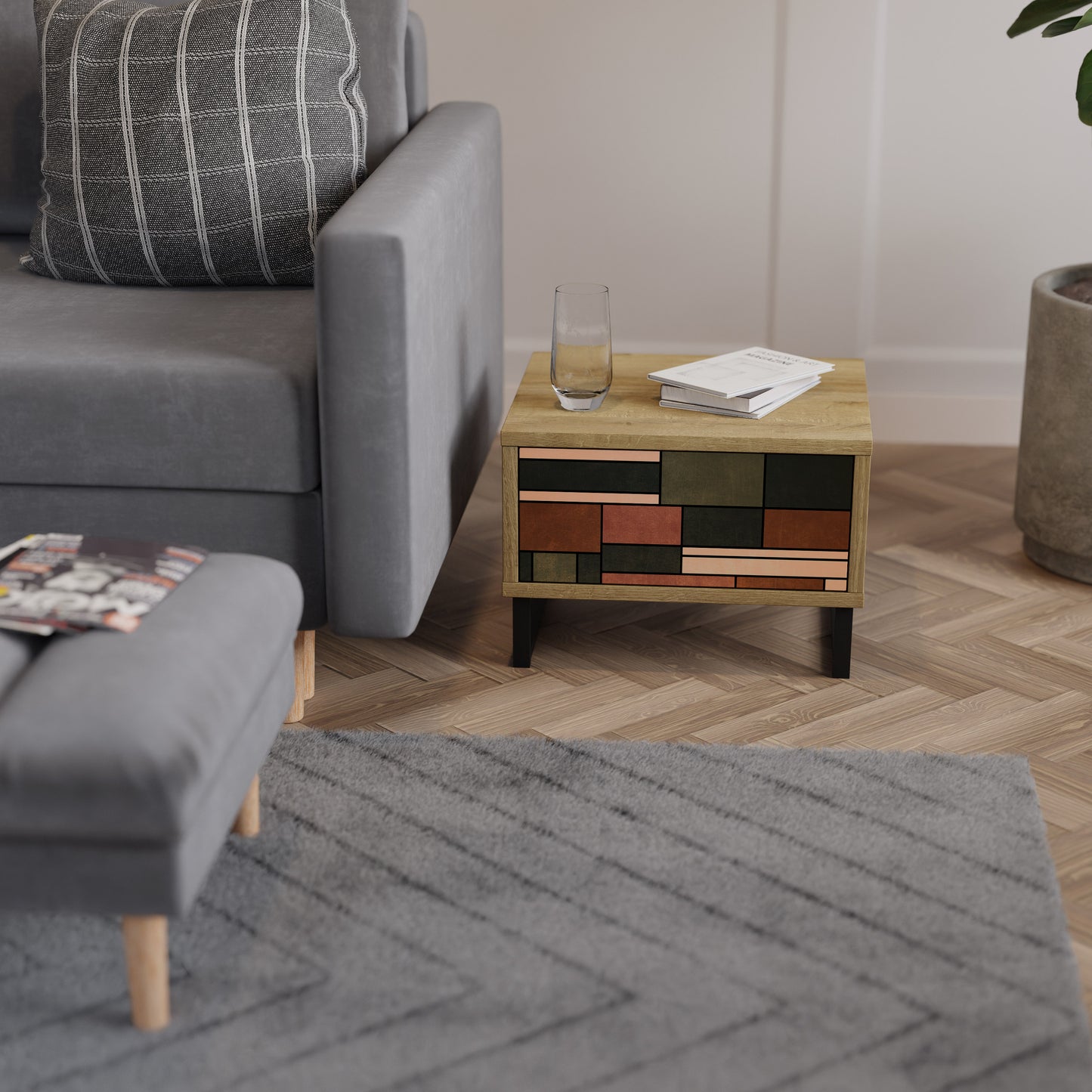 FIGURES OF NATURE Nightstand in Oak Effect
