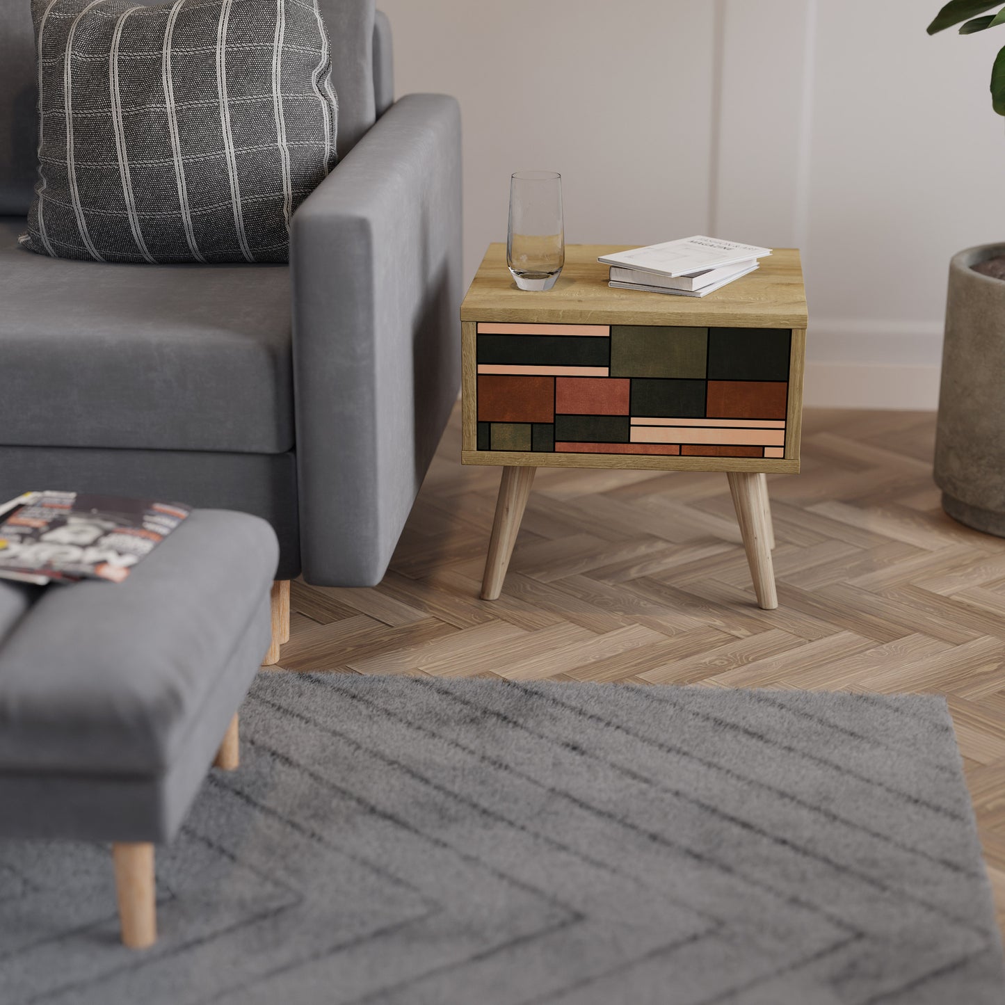 FIGURES OF NATURE Nightstand in Oak Effect