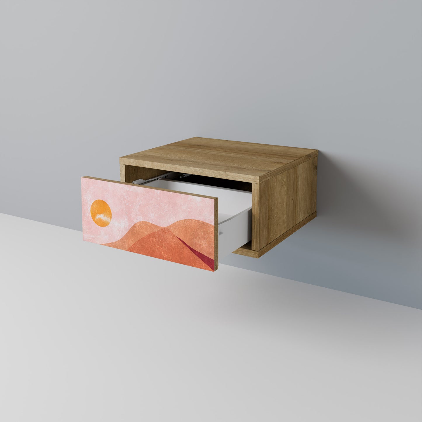 LUMINOUS SUNLIGHT Nightstand in Oak Effect