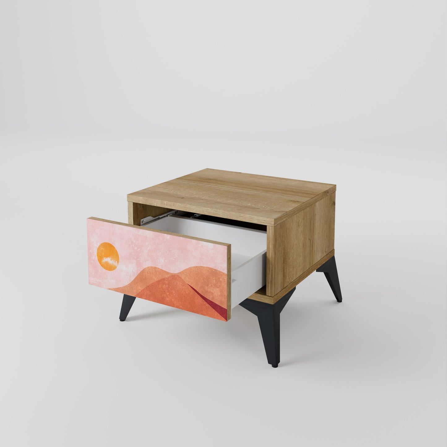LUMINOUS SUNLIGHT Nightstand in Oak Effect
