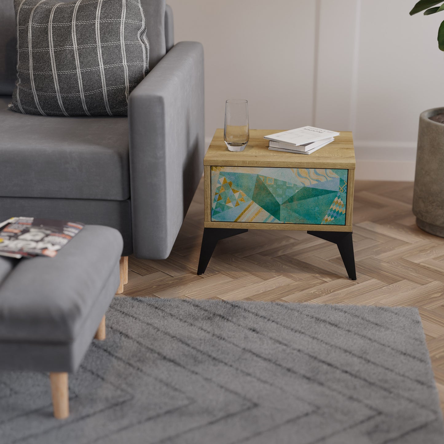SPECTRUM SPLENDOR Nattduksbord i ekeffekt