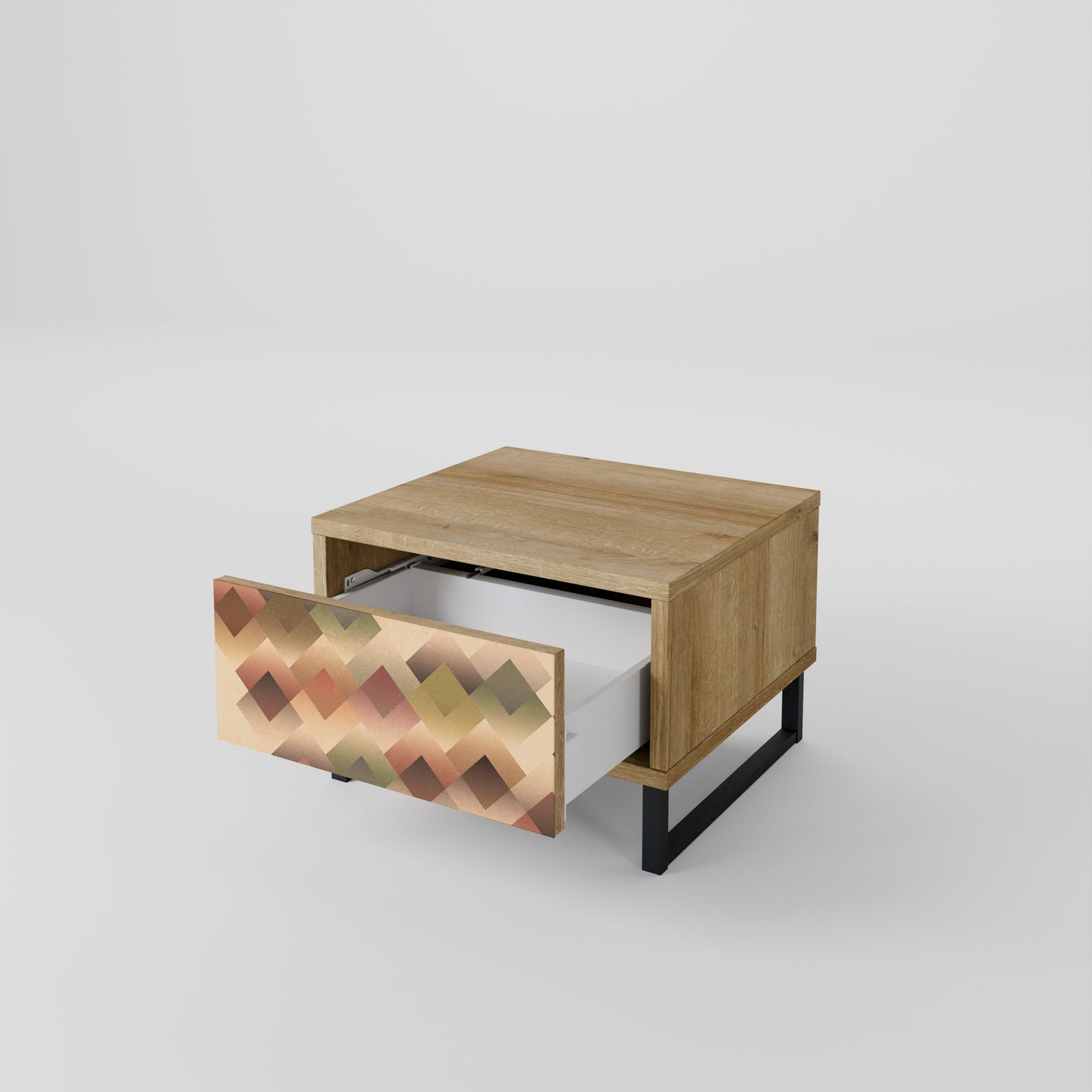 GEOMETRIC FUSION Nightstand in Oak Effect