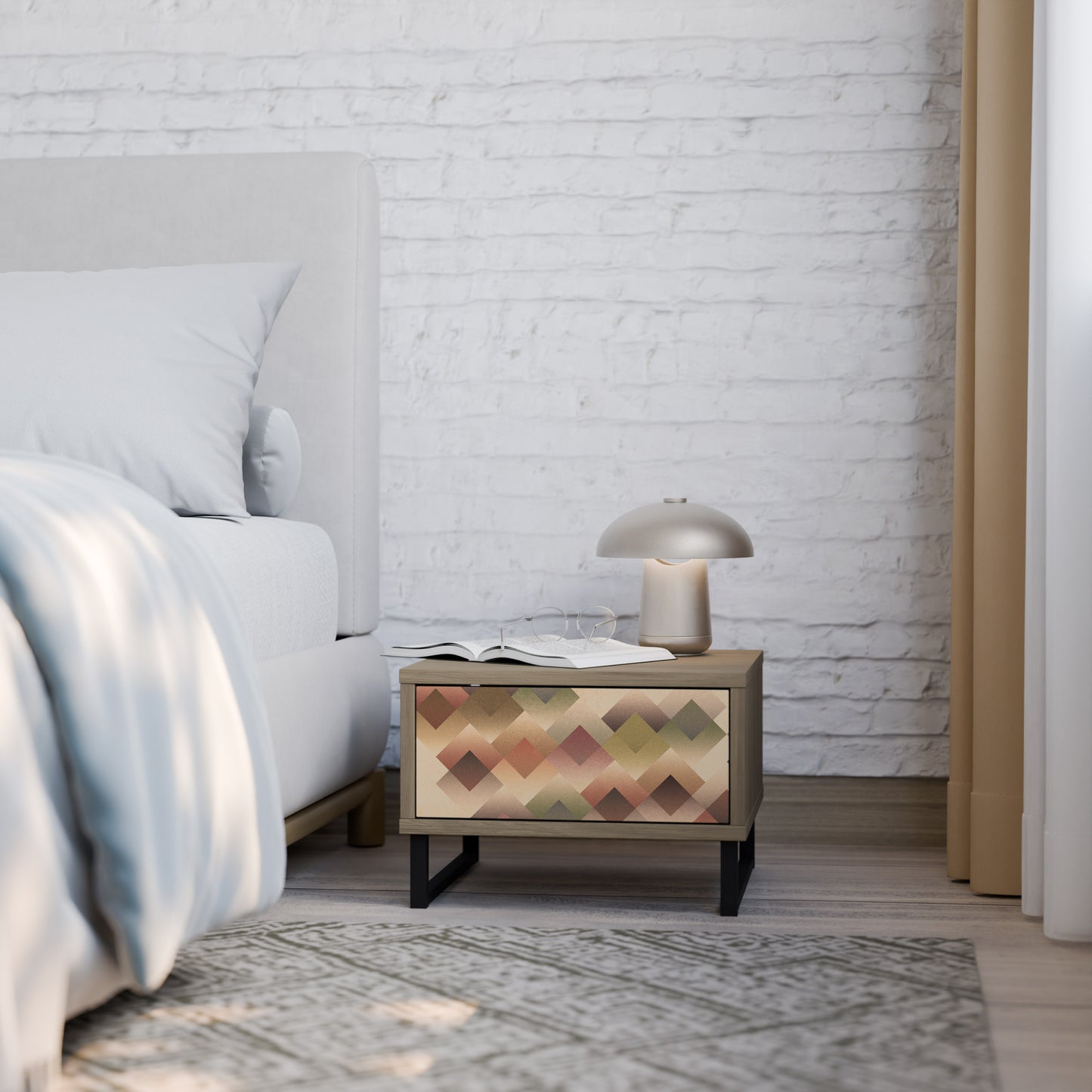 GEOMETRIC FUSION Nightstand in Oak Effect