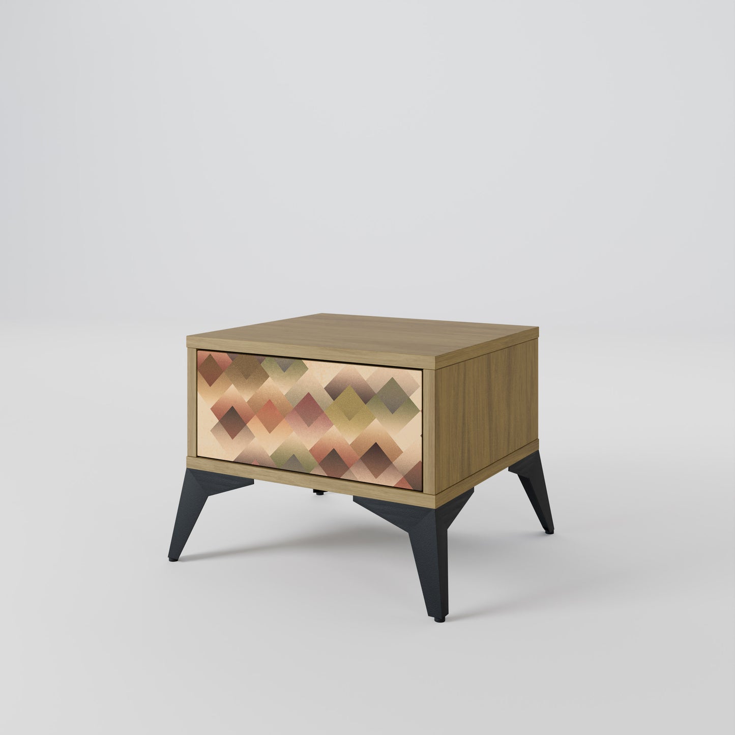GEOMETRIC FUSION Nightstand in Oak Effect
