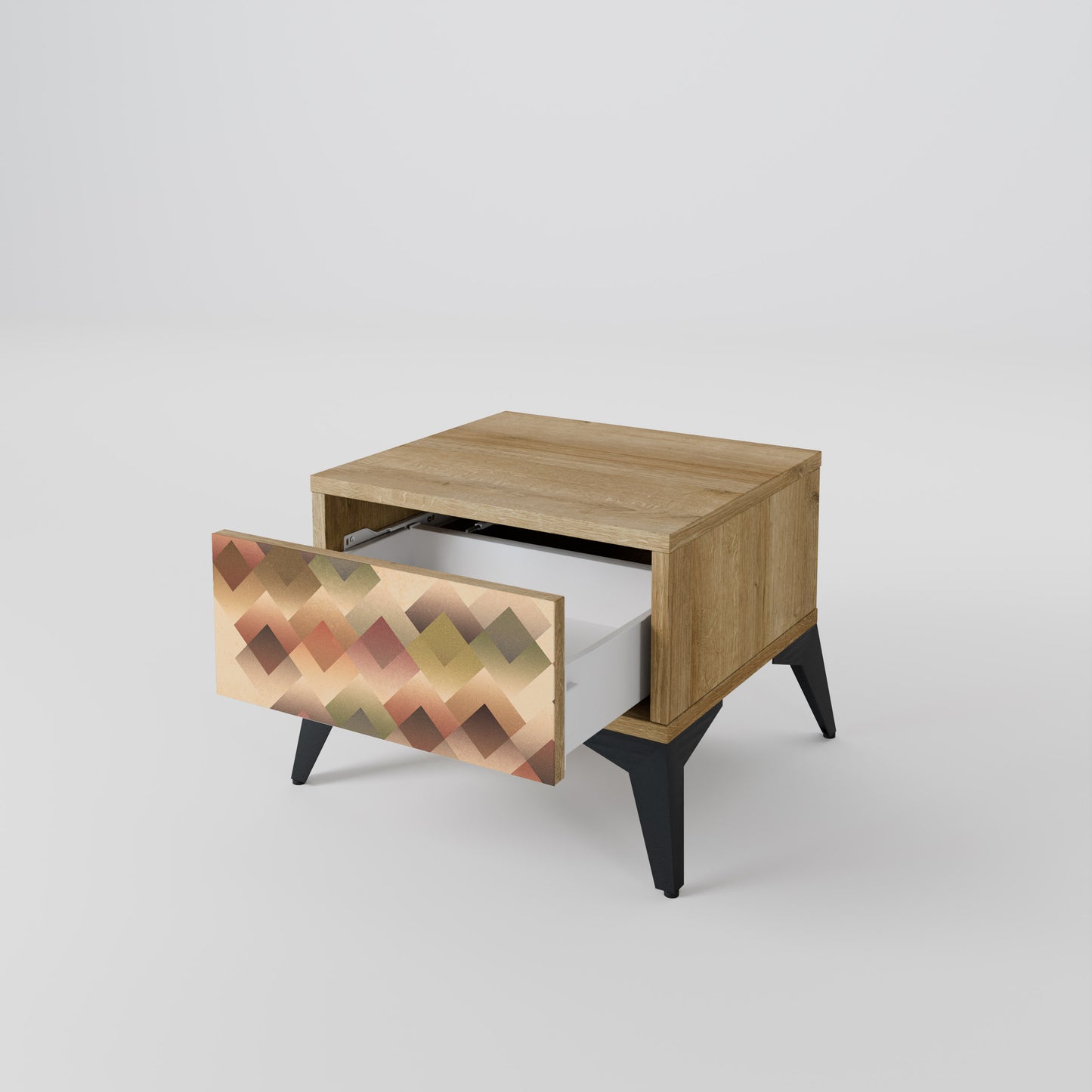 GEOMETRIC FUSION Nightstand in Oak Effect