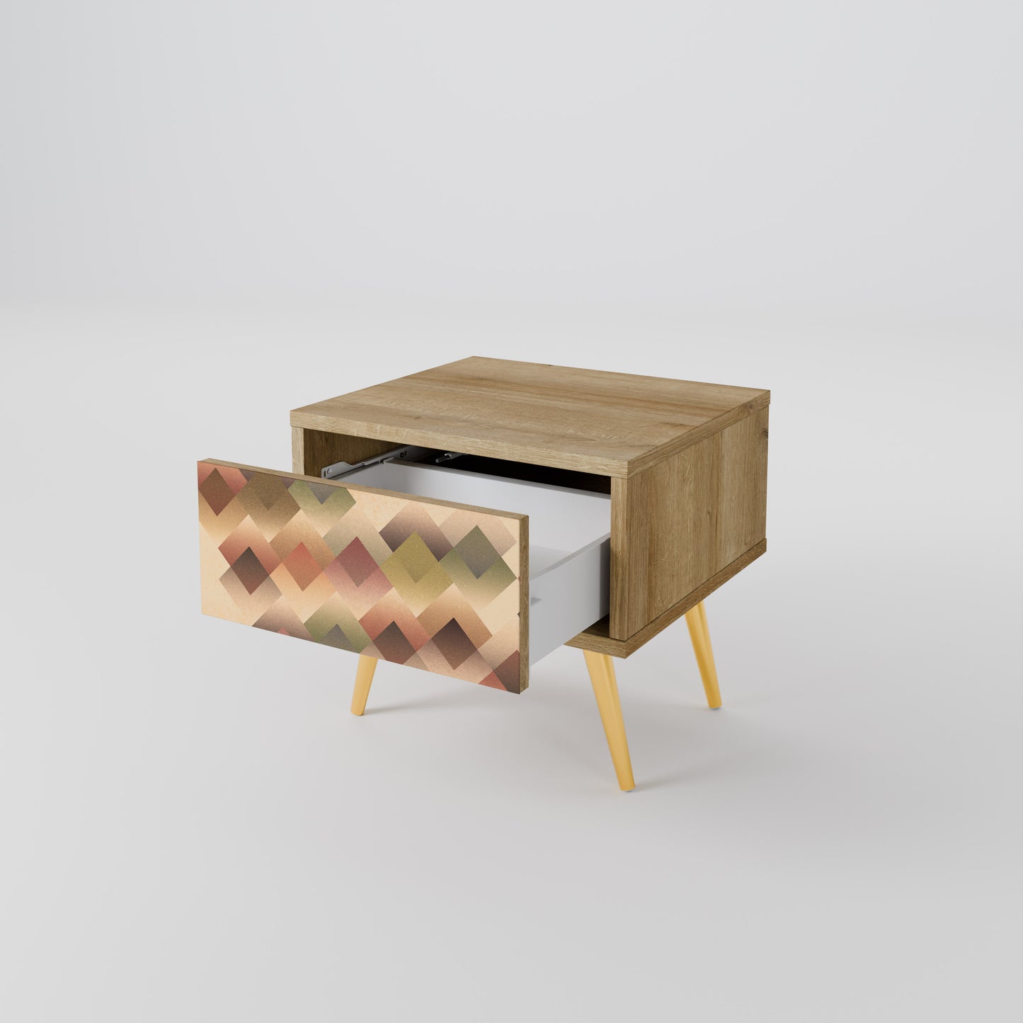 GEOMETRIC FUSION Nightstand in Oak Effect