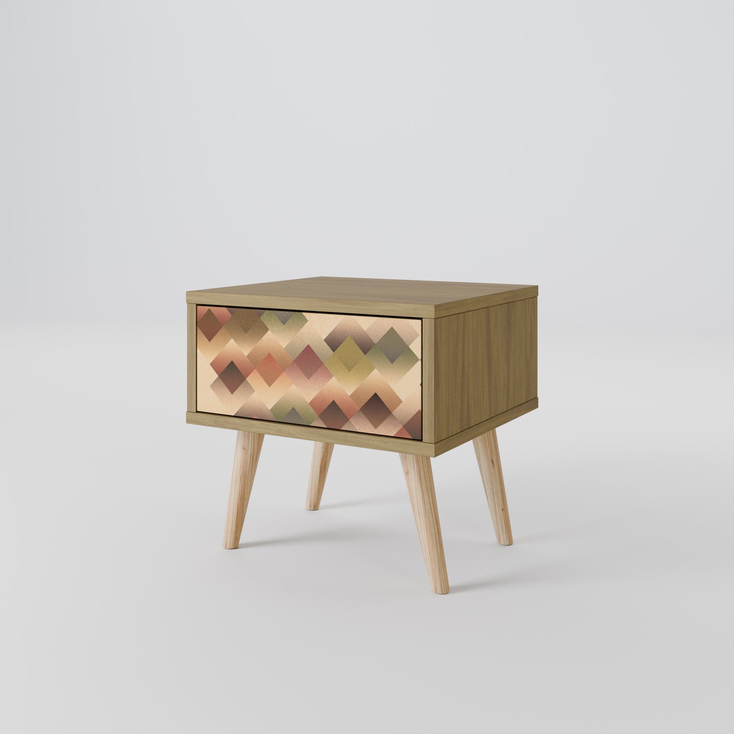GEOMETRIC FUSION Nightstand in Oak Effect
