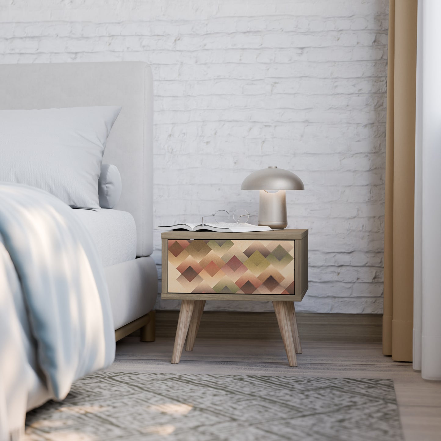 GEOMETRIC FUSION Nightstand in Oak Effect