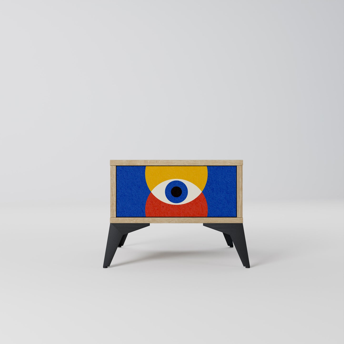 GEOMETRIC EYES Nightstand in Oak Effect