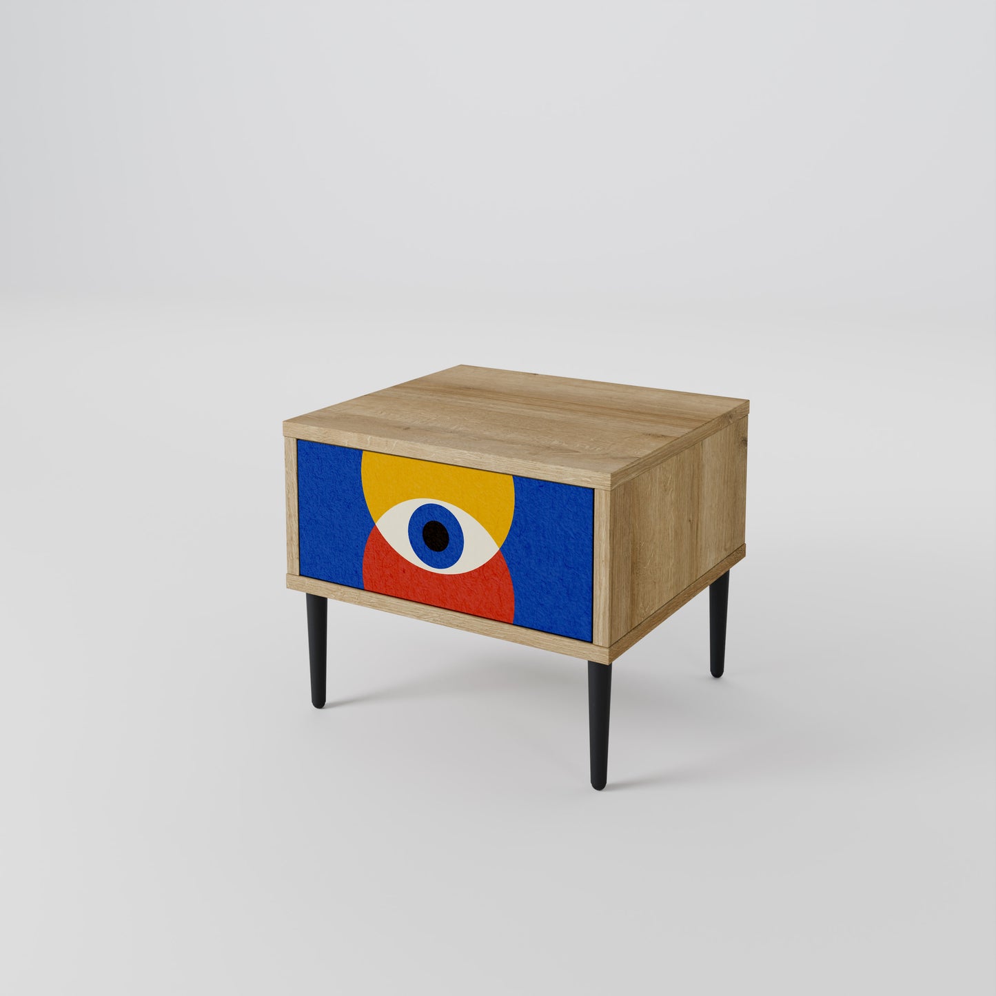 GEOMETRIC EYES Nightstand in Oak Effect