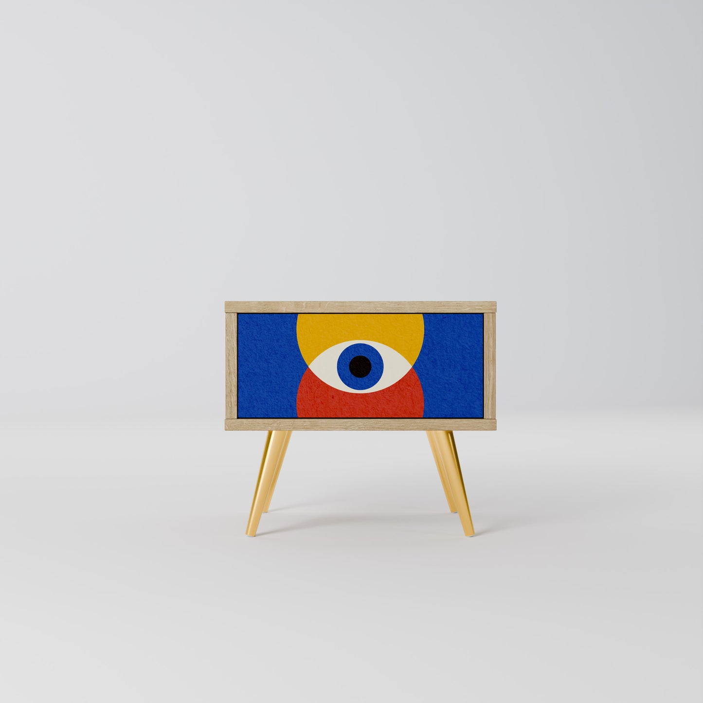 GEOMETRIC EYES Nightstand in Oak Effect