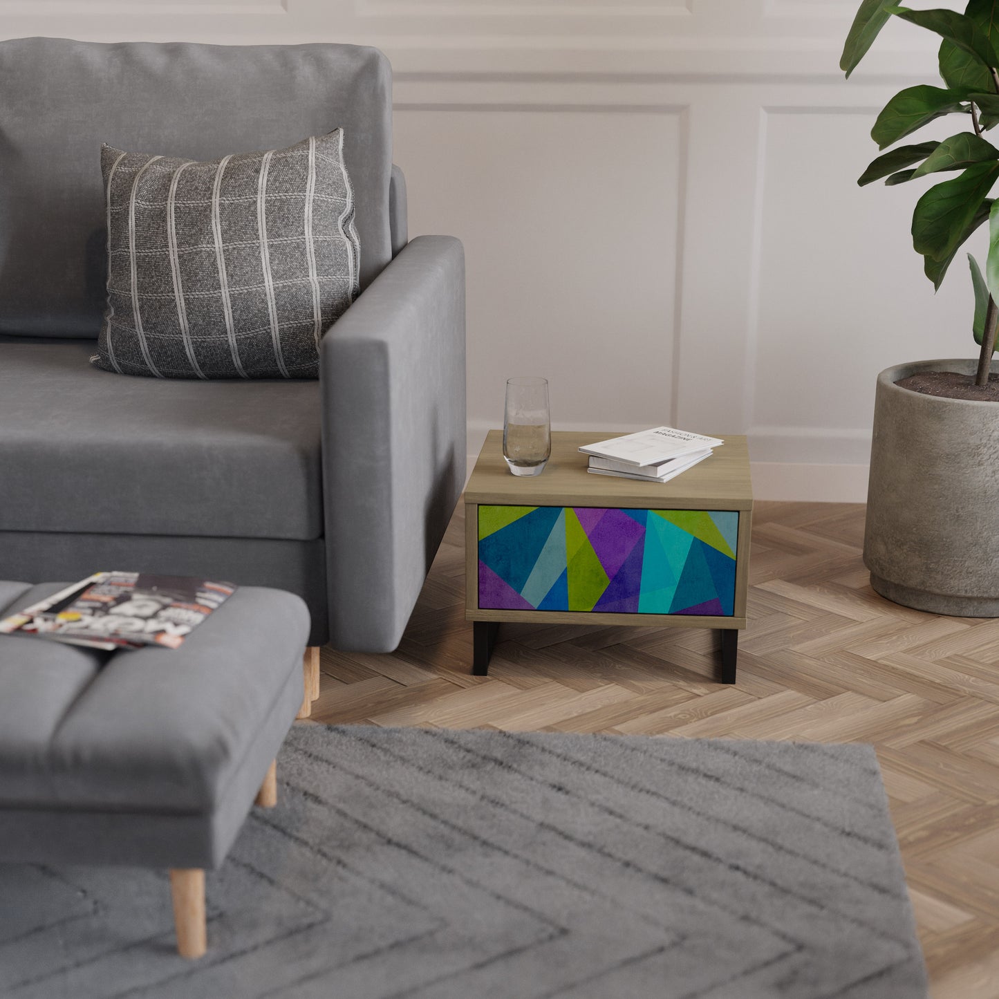 KALL SHOWCASE Nattduksbord i Oak Effect