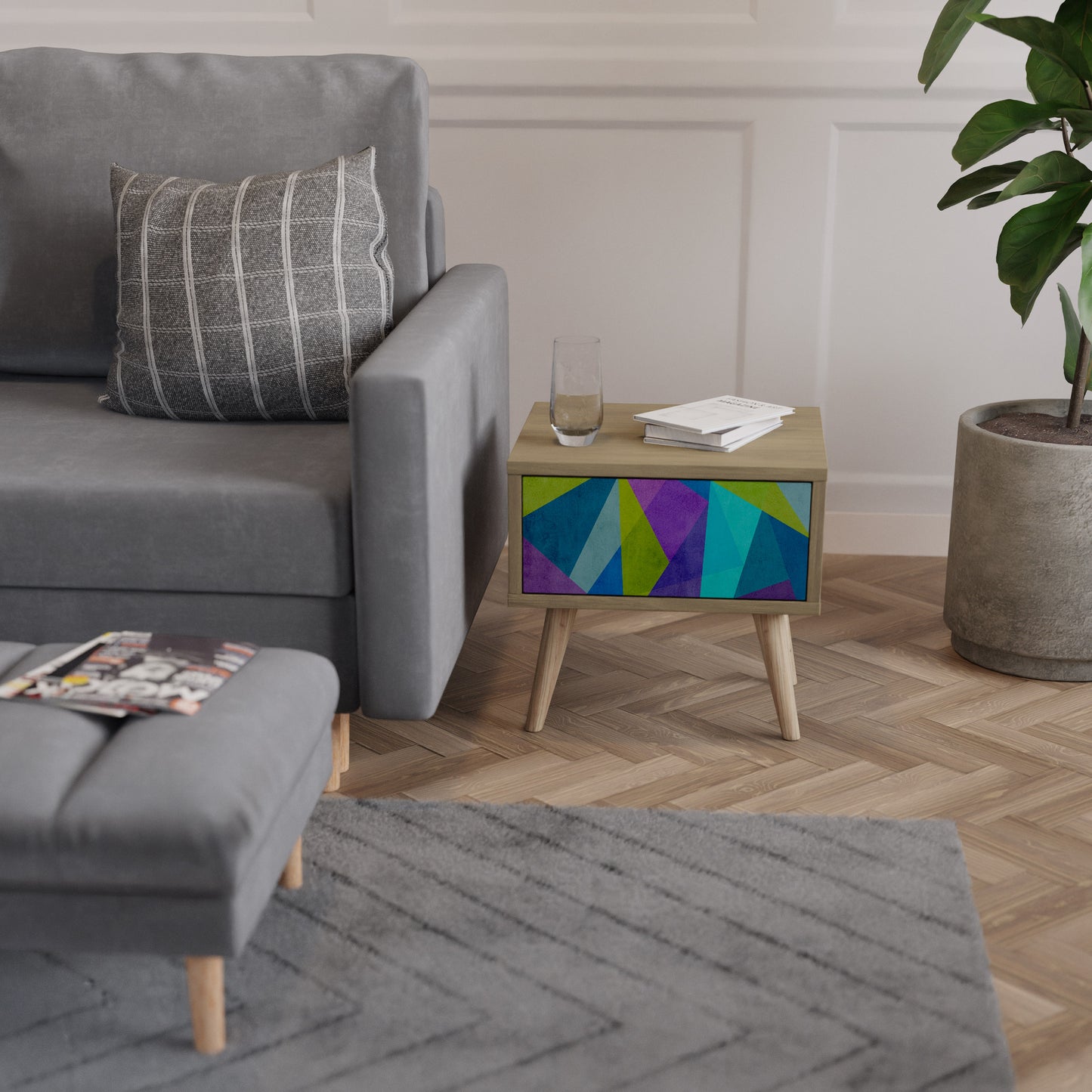KALL SHOWCASE Nattduksbord i Oak Effect