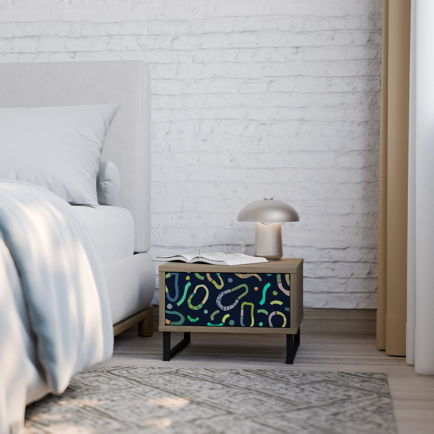 CONTRAST DANCE Nightstand in Oak Effect